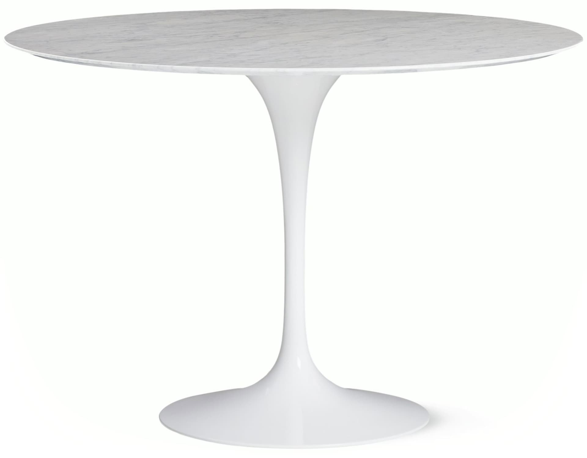 saarinen dining table - 42" round / high gloss - white / satin marble - carrara