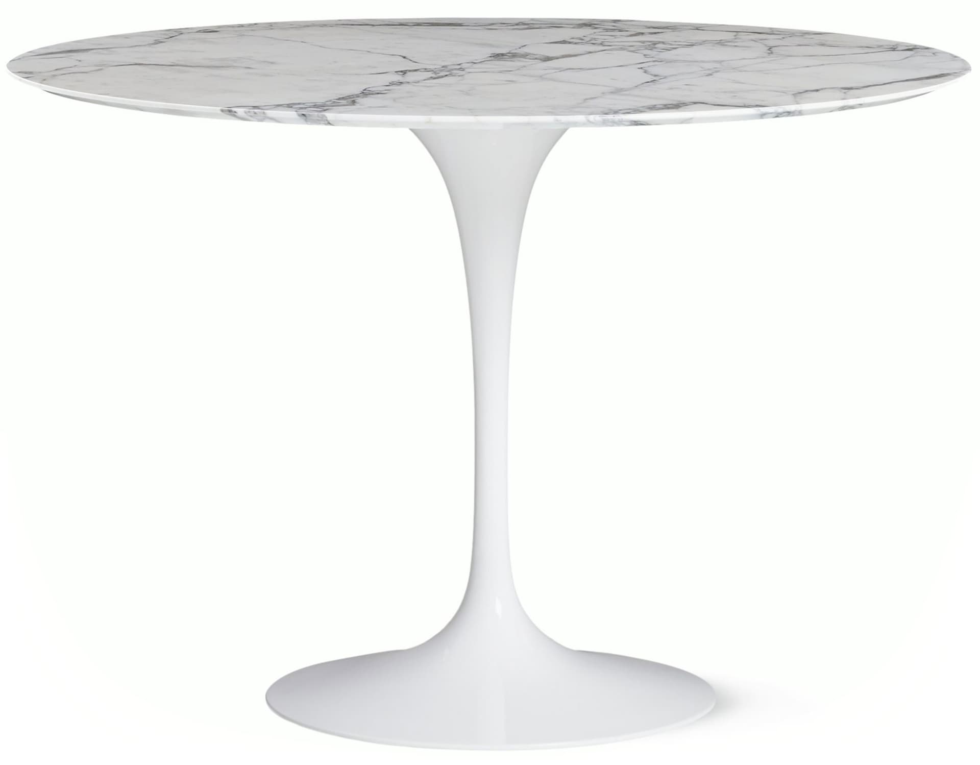 saarinen dining table - 42" round / high gloss - white / satin marble - arabescato