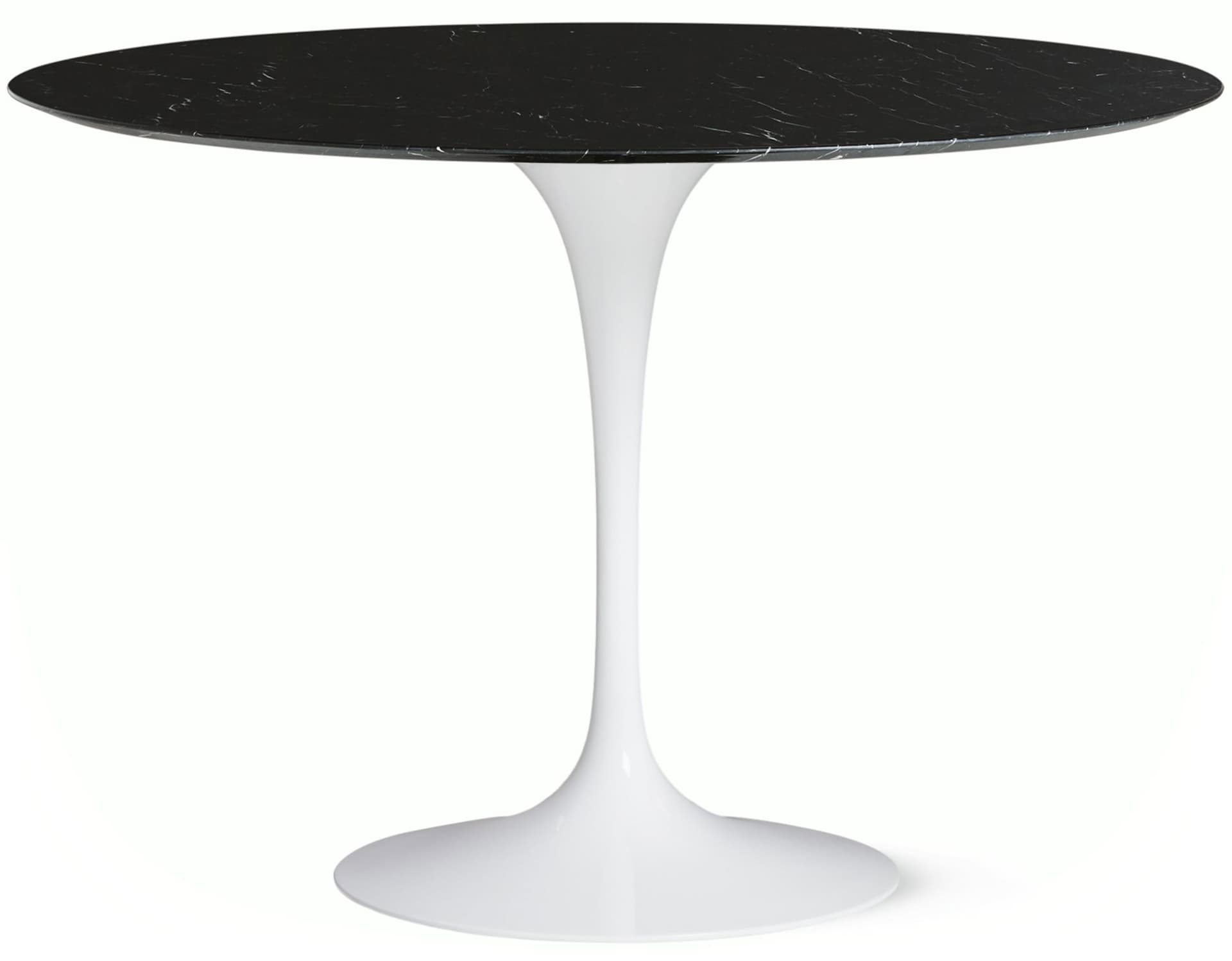 saarinen dining table - 42" round / high gloss - white / satin marble - nero marquina