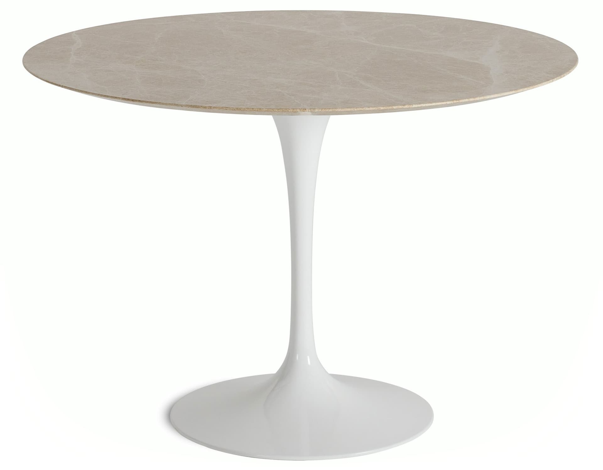 saarinen dining table - 42" round / high gloss - white / polished marble - emperador light