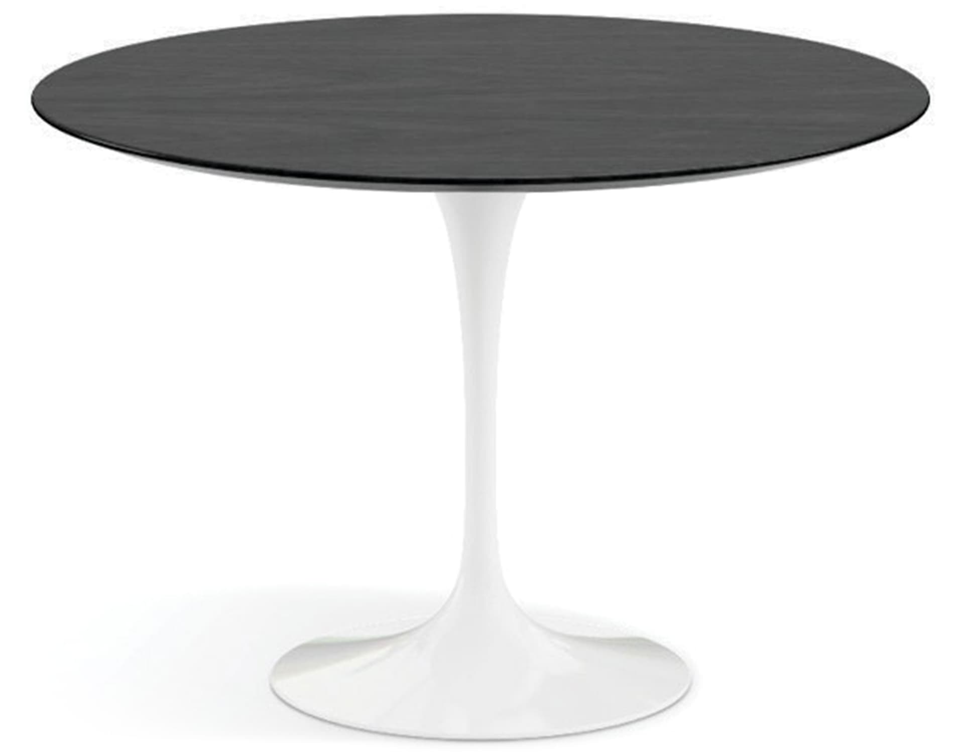 saarinen dining table - 42" round / high gloss - white / veneer - ebonized walnut