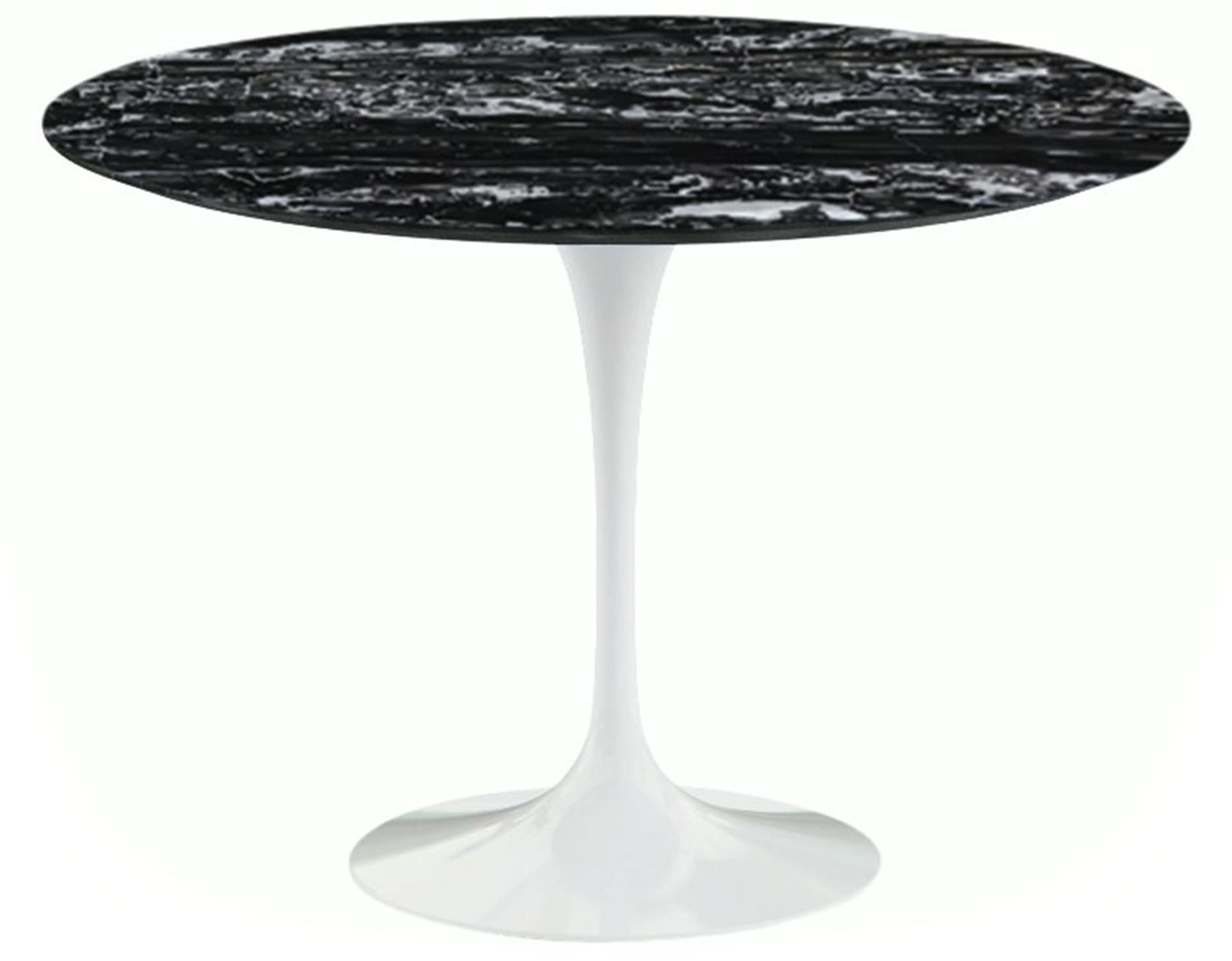saarinen dining table - 42" round / high gloss - white / satin marble - portoro