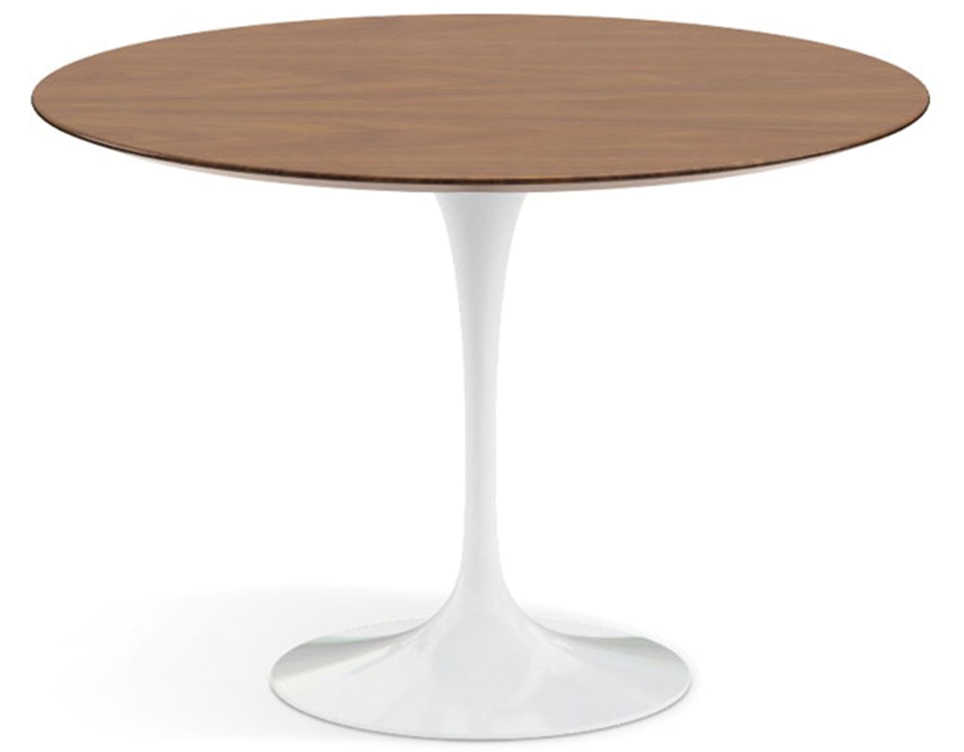 saarinen dining table - 42" round / high gloss - white / veneer - light walnut
