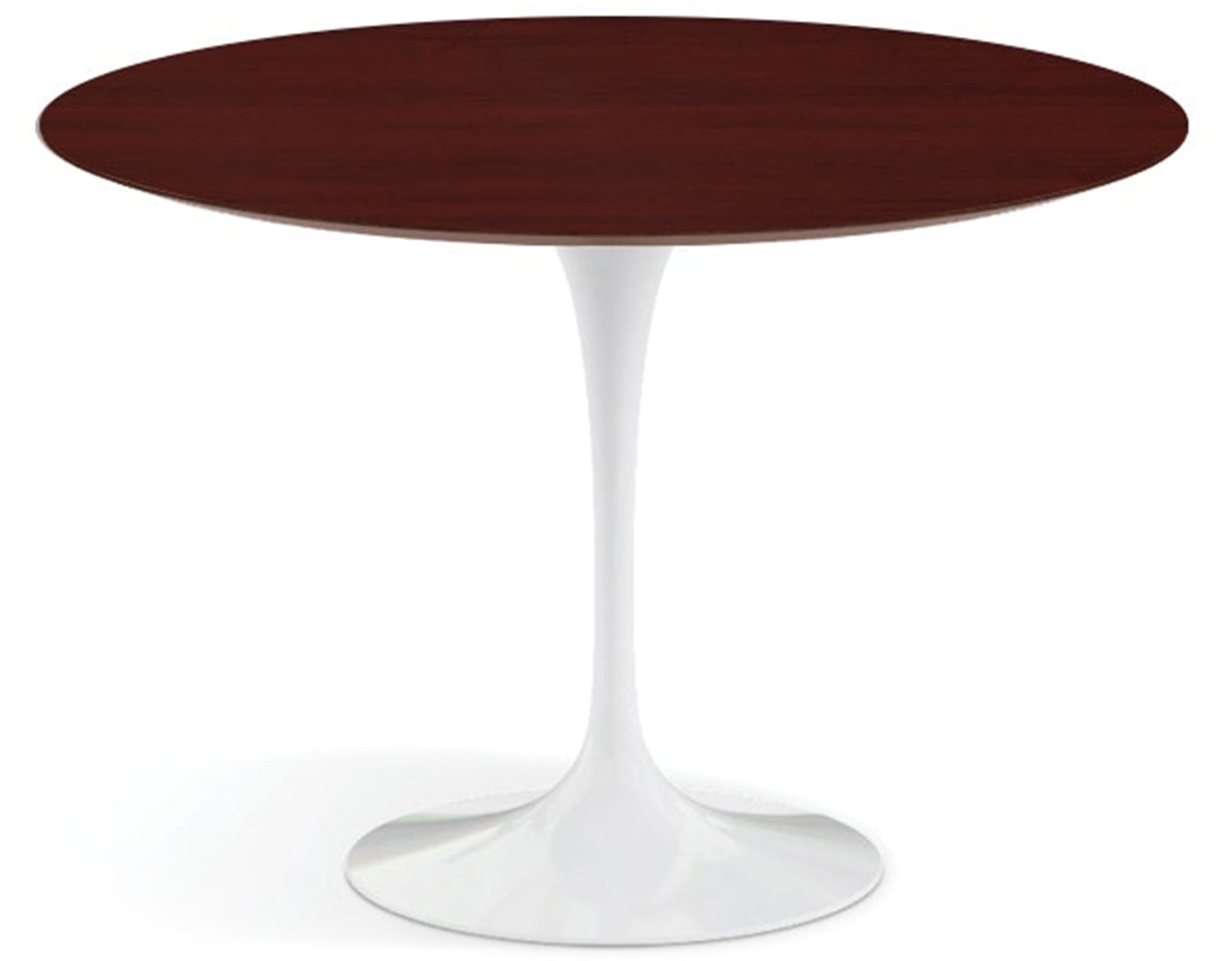 saarinen dining table - 42" round / high gloss - white / veneer - reff dark cherry