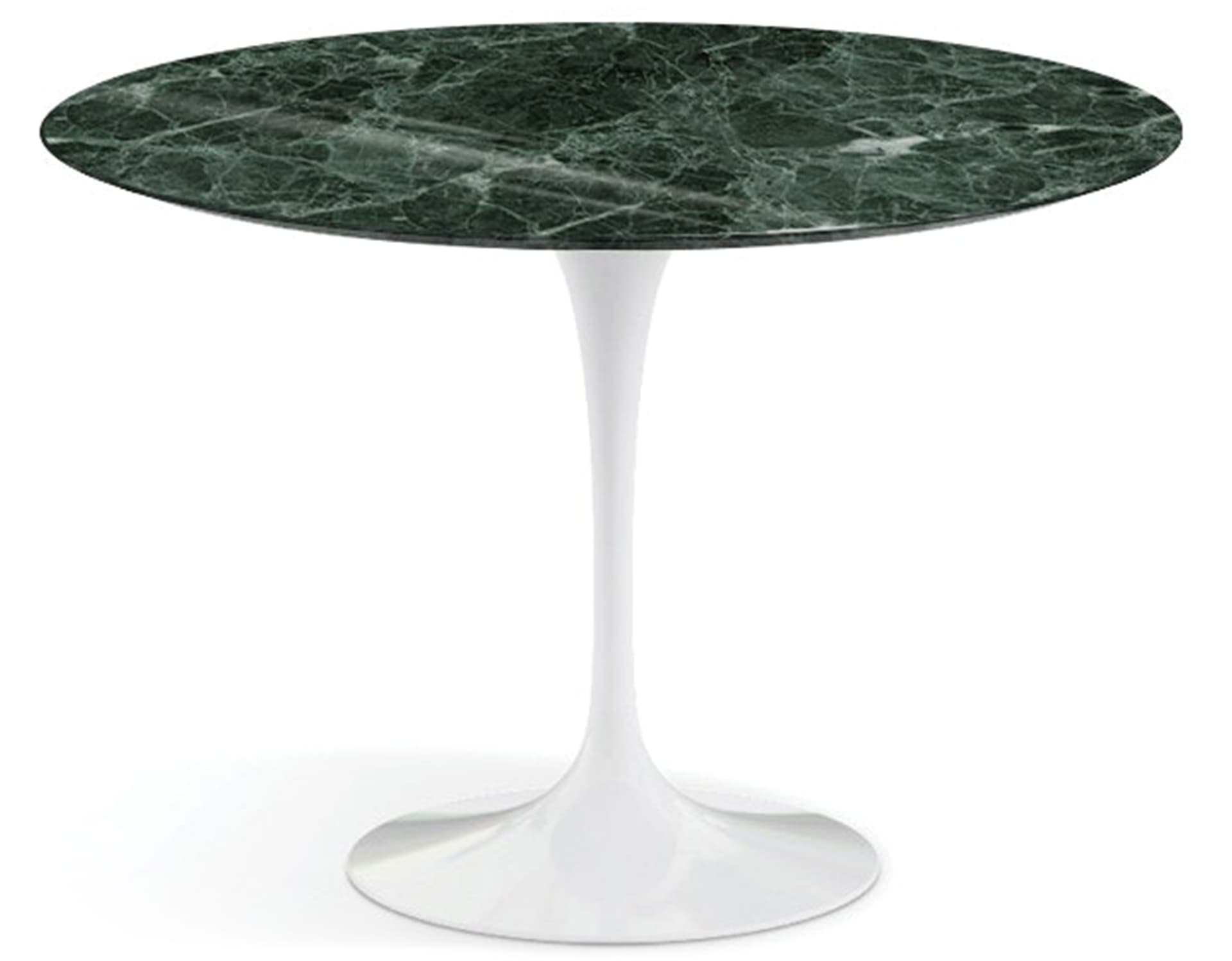 saarinen dining table - 42" round / high gloss - white / polished marble - verde alpi