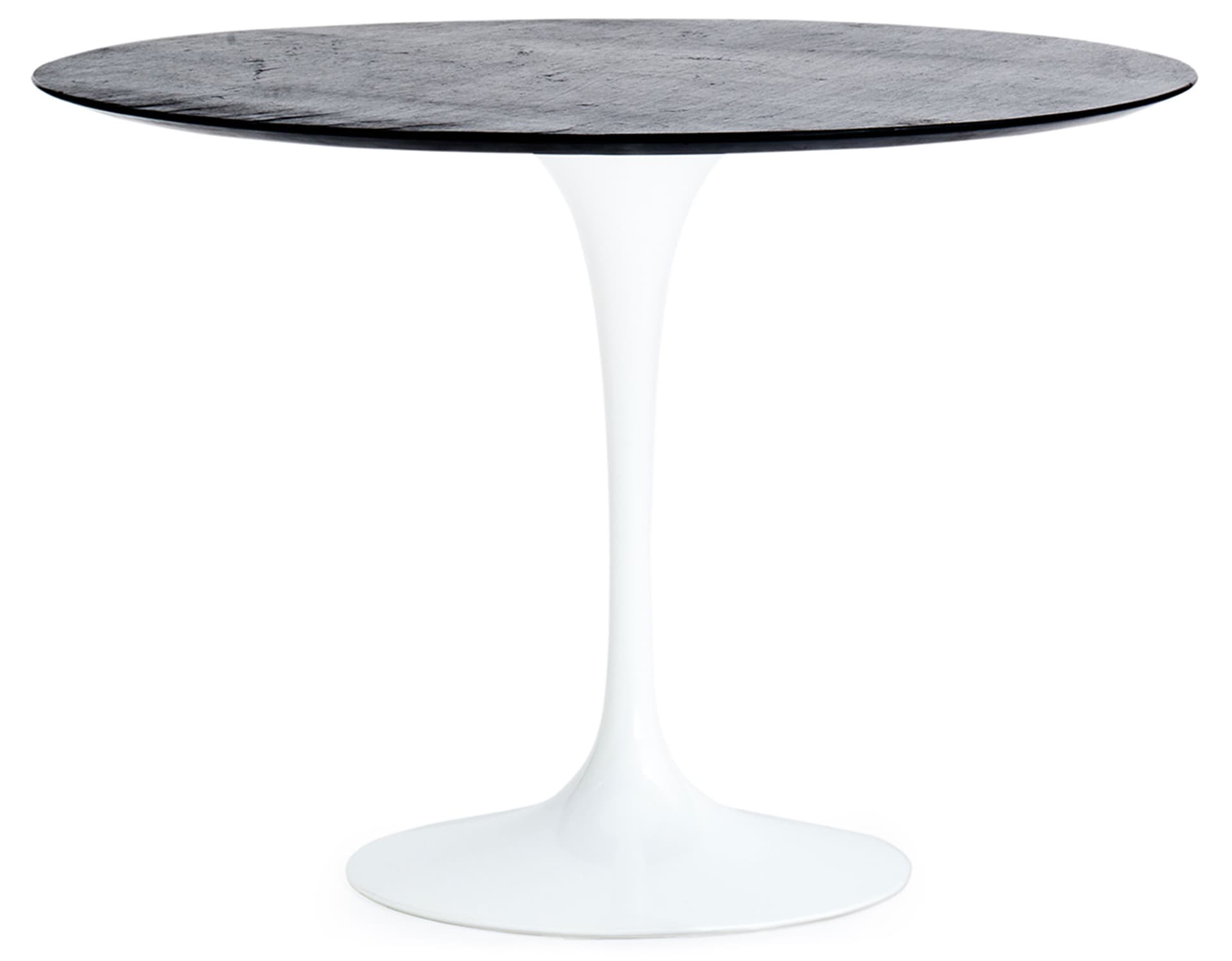 saarinen dining table - 42" round / high gloss - white / slate - natural