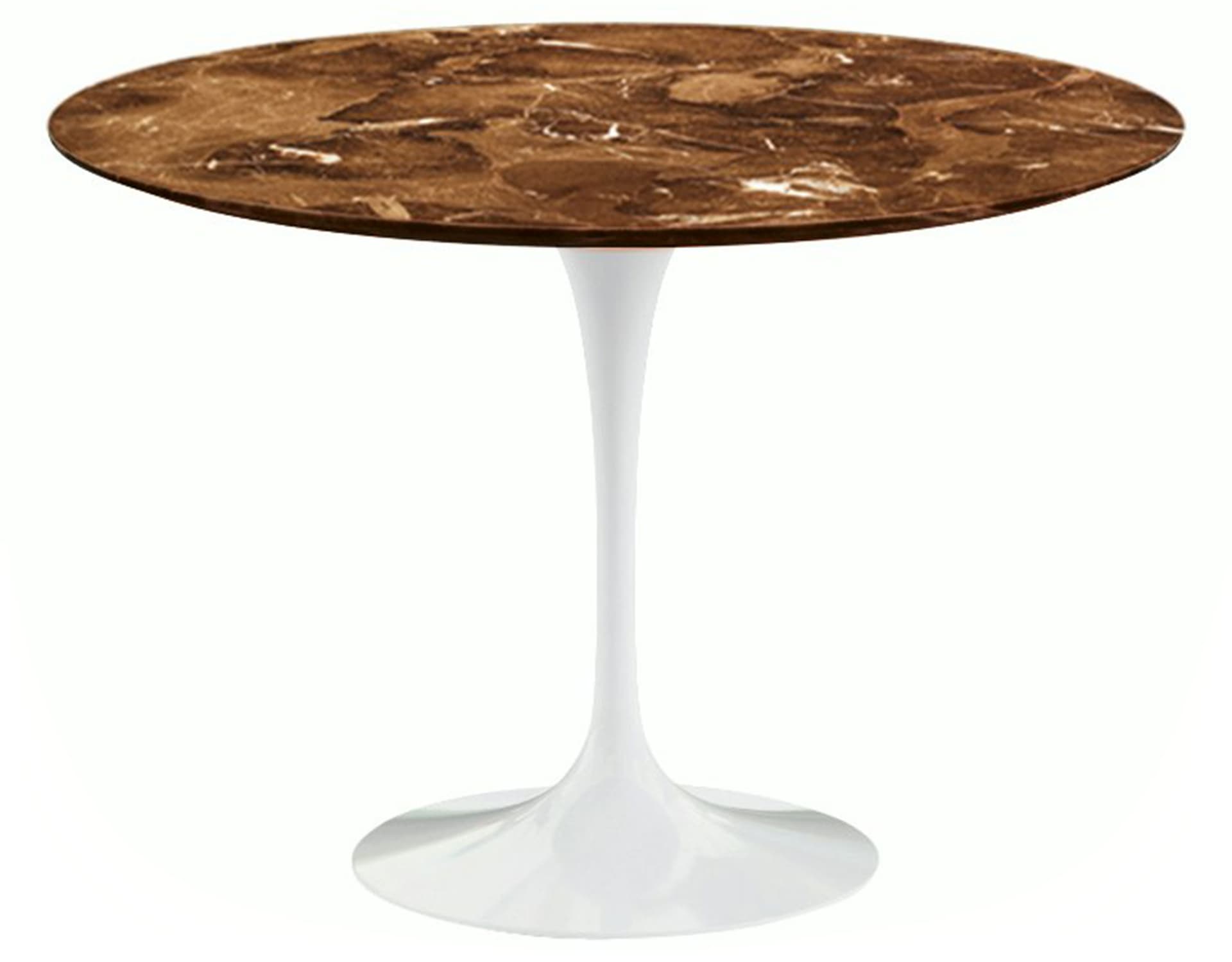 saarinen dining table - 42" round / high gloss - white / satin marble - espresso