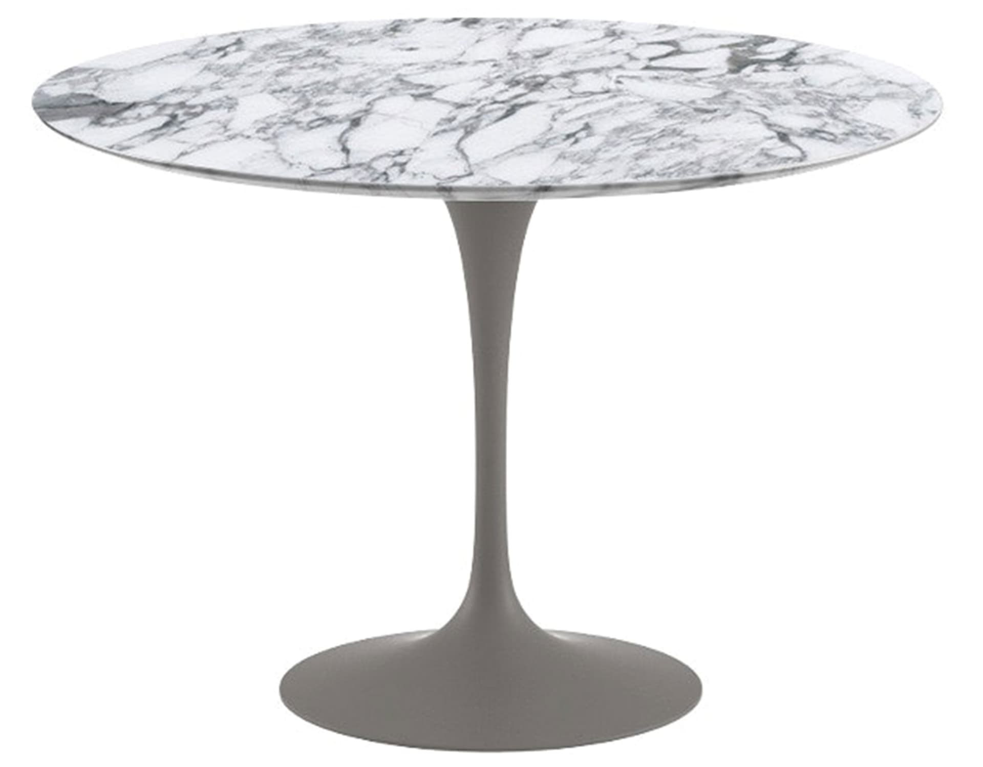 saarinen dining table - 42" round / satin - grey / polished marble - arabescato
