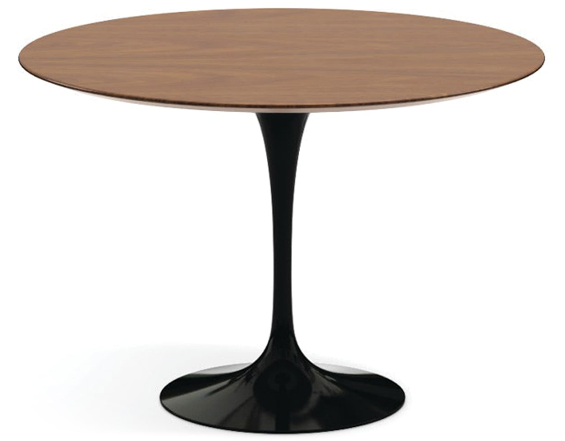 saarinen dining table - 42" round / high gloss - black / veneer - light walnut
