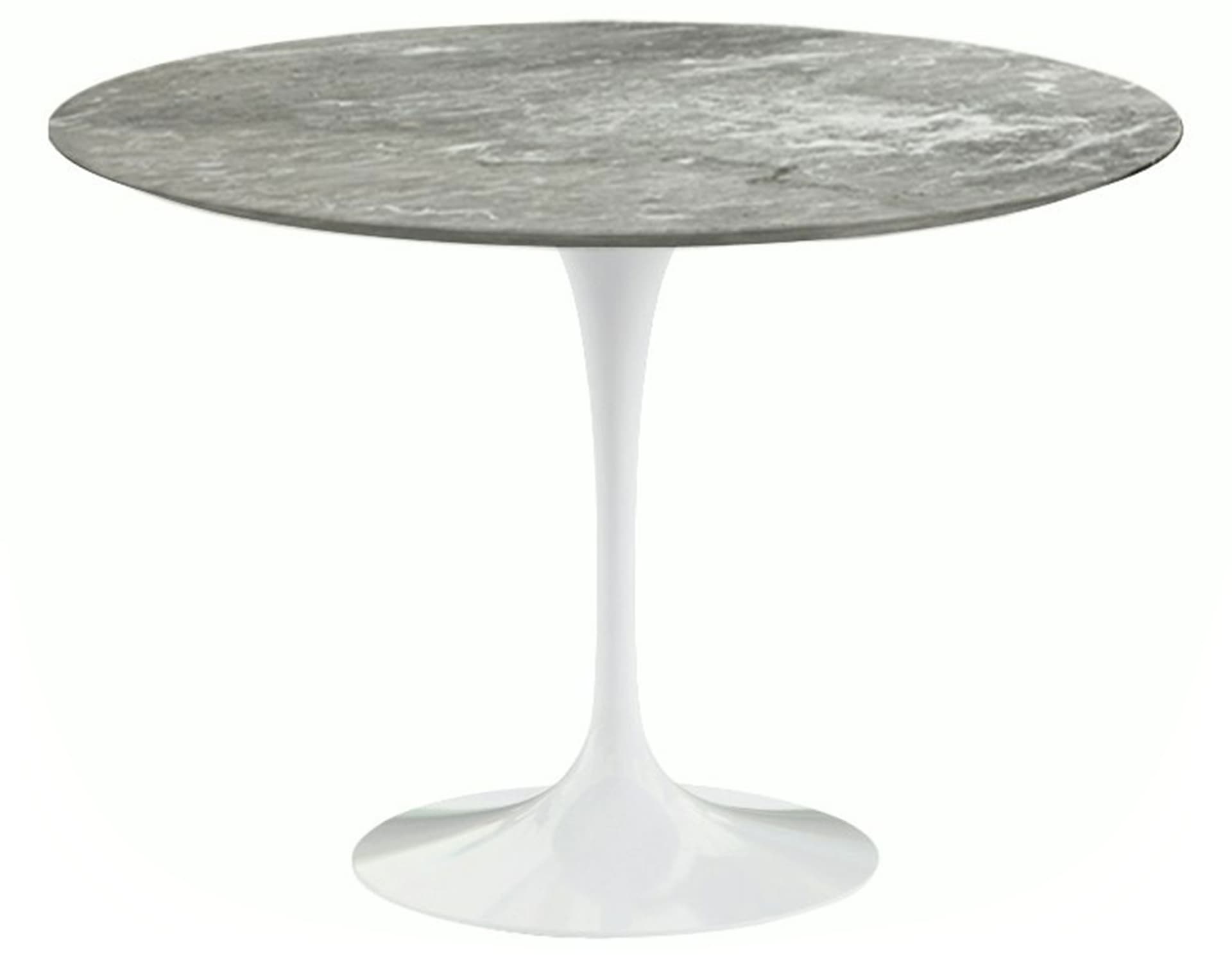 saarinen dining table - 42" round / high gloss - white / satin marble - grey