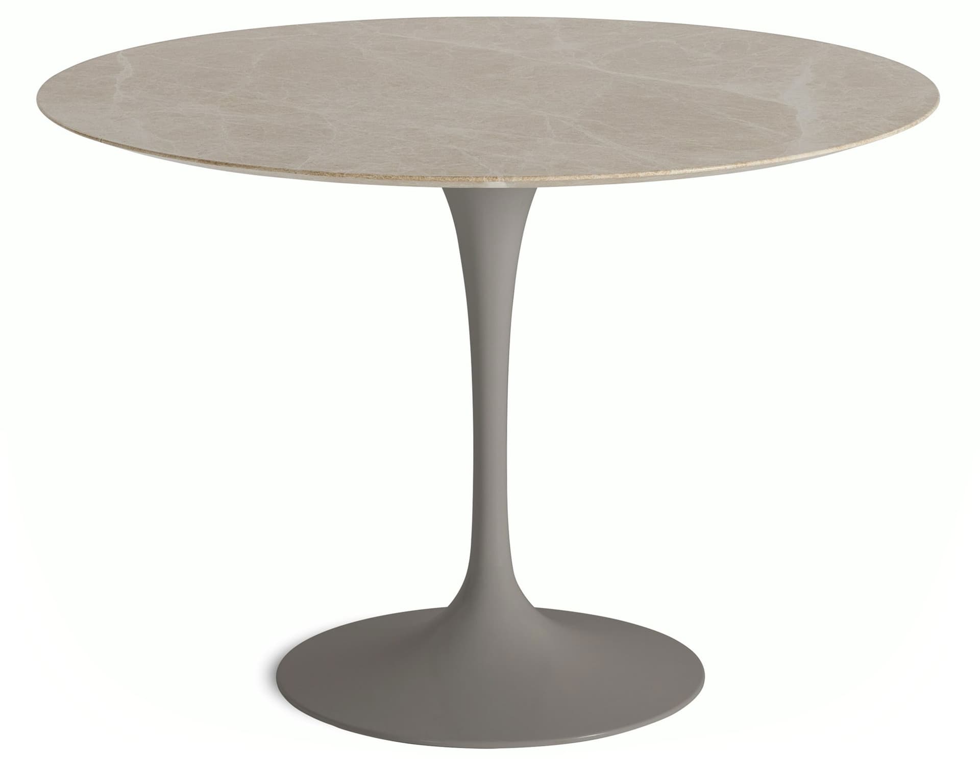saarinen dining table - 42" round / satin - grey / polished marble - emperador light