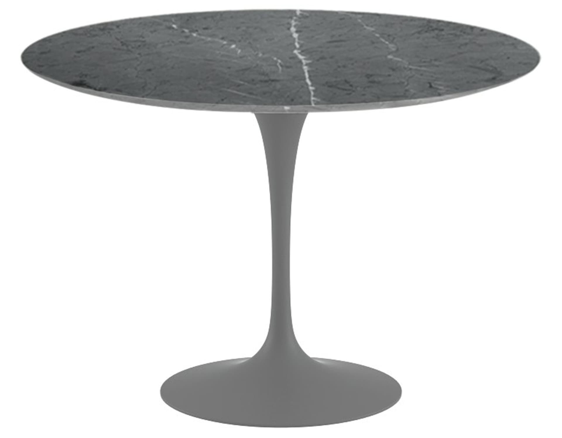 saarinen dining table - 42" round / satin - grey / polished marble - grigio marquina