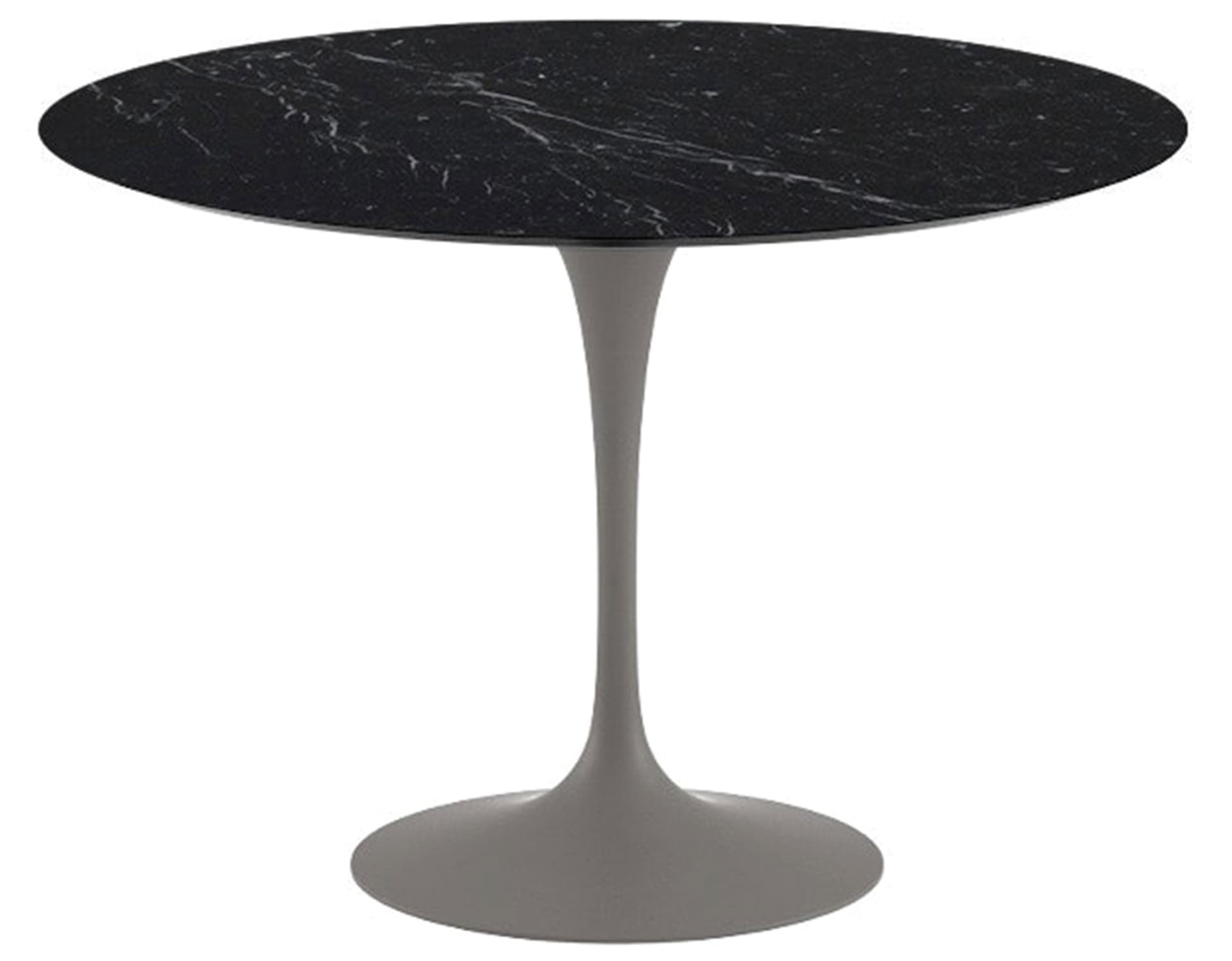 saarinen dining table - 42" round / satin - grey / polished marble - nero marquina