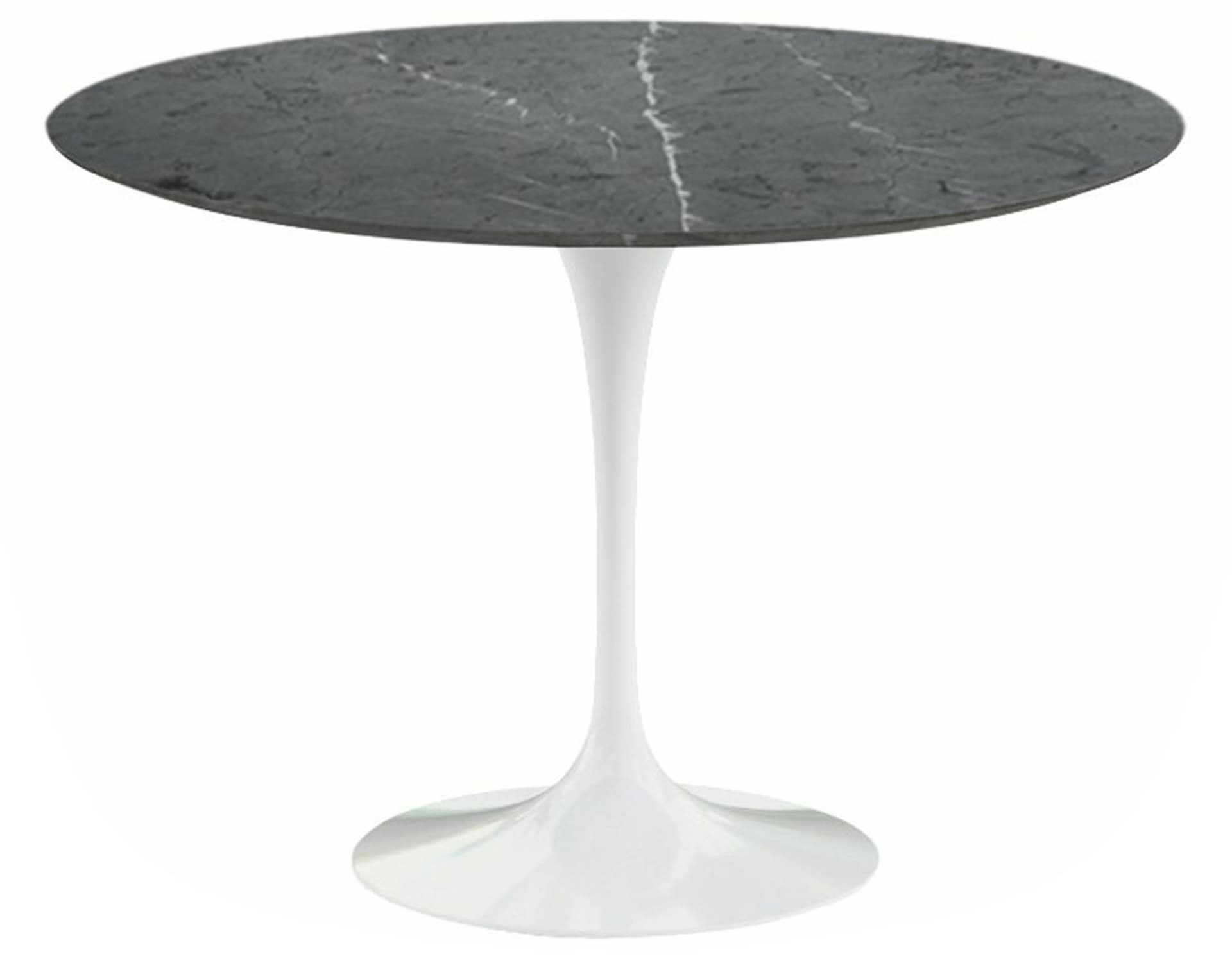 saarinen dining table - 42" round / high gloss - white / satin marble - grigio marquina