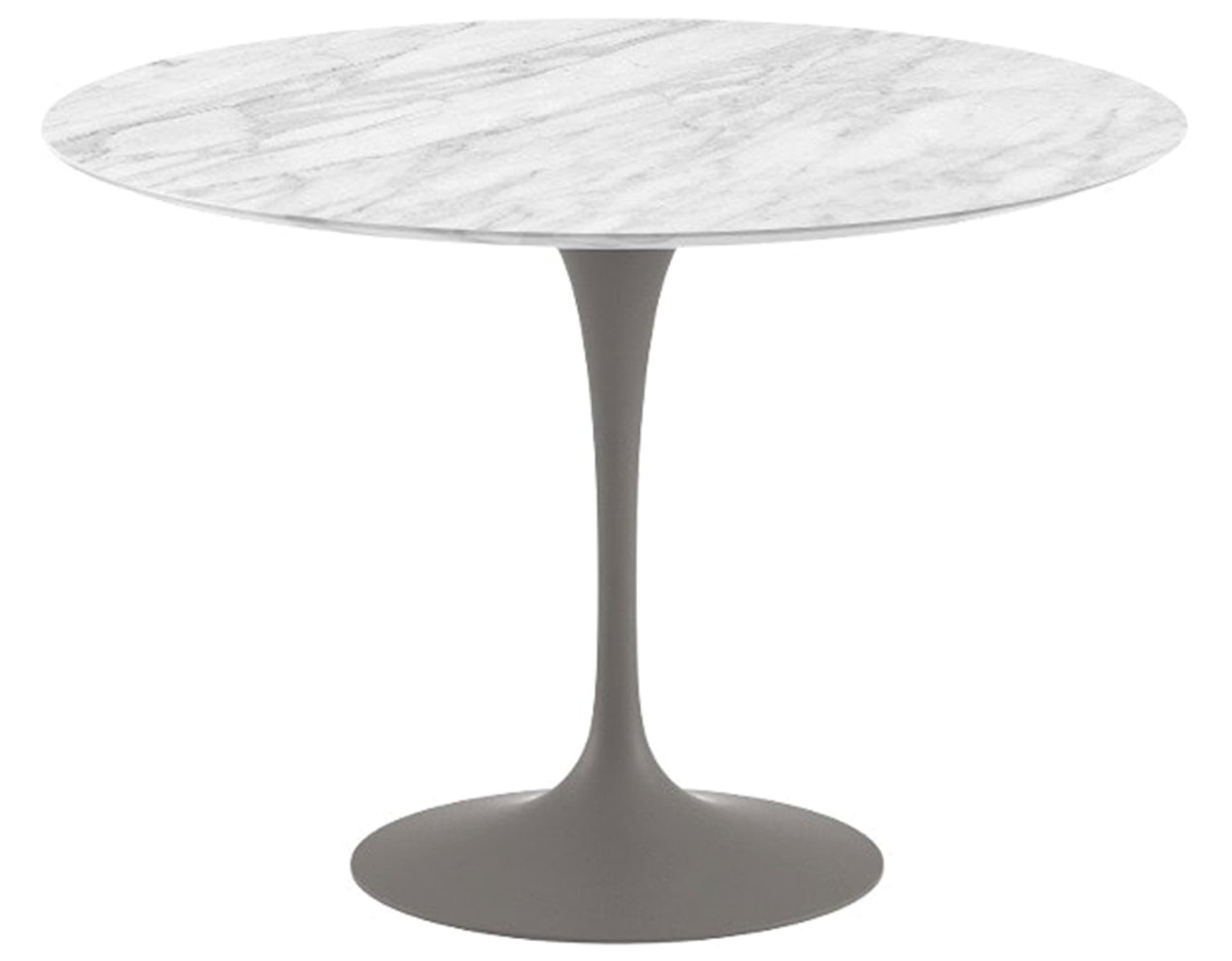 saarinen dining table - 42" round / satin - grey / polished marble - carrara