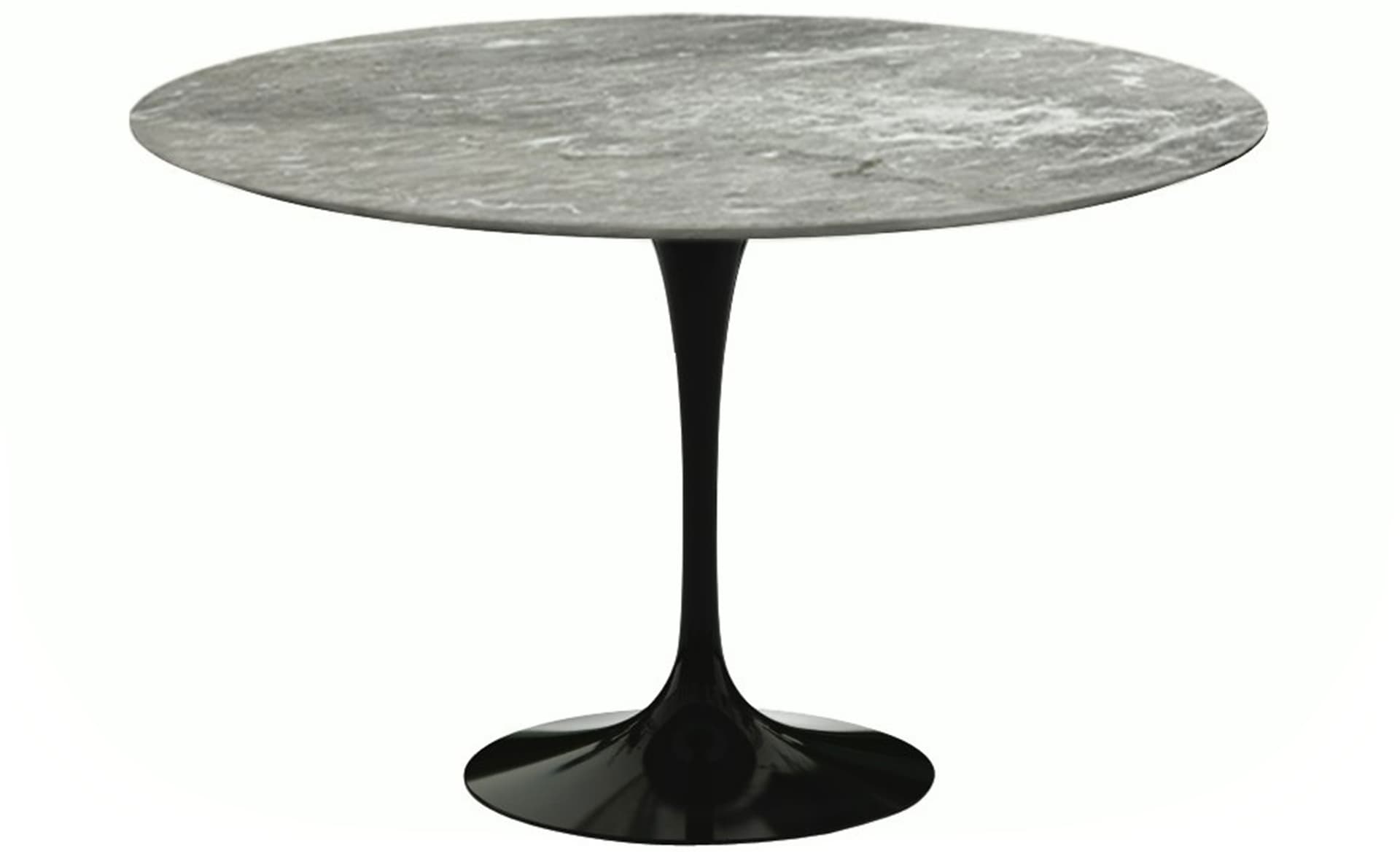 saarinen dining table - 54" round / high gloss - black / satin marble - grey
