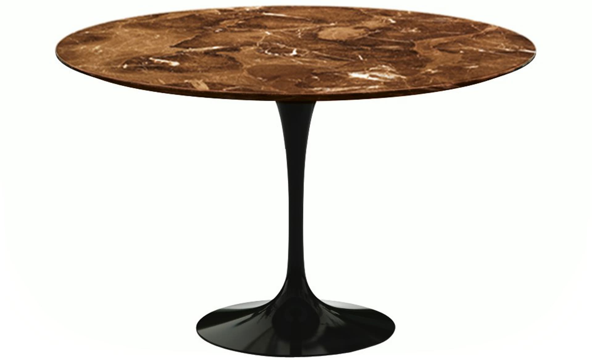 saarinen dining table - 54" round / high gloss - black / satin marble - espresso
