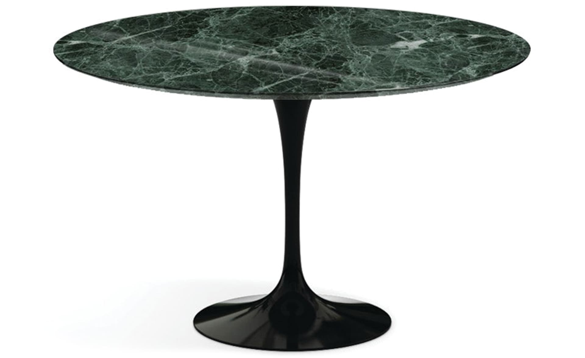 saarinen dining table - 54" round / high gloss - black / satin marble - verde alpi