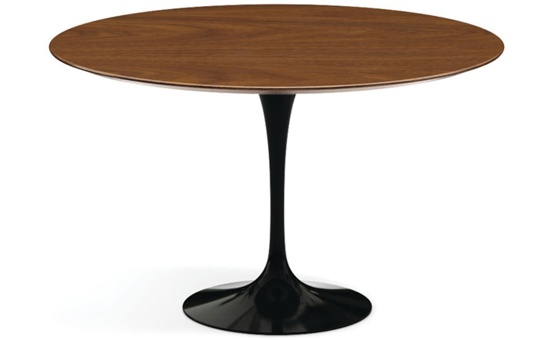 saarinen dining table - 54" round / high gloss - black / veneer - light walnut