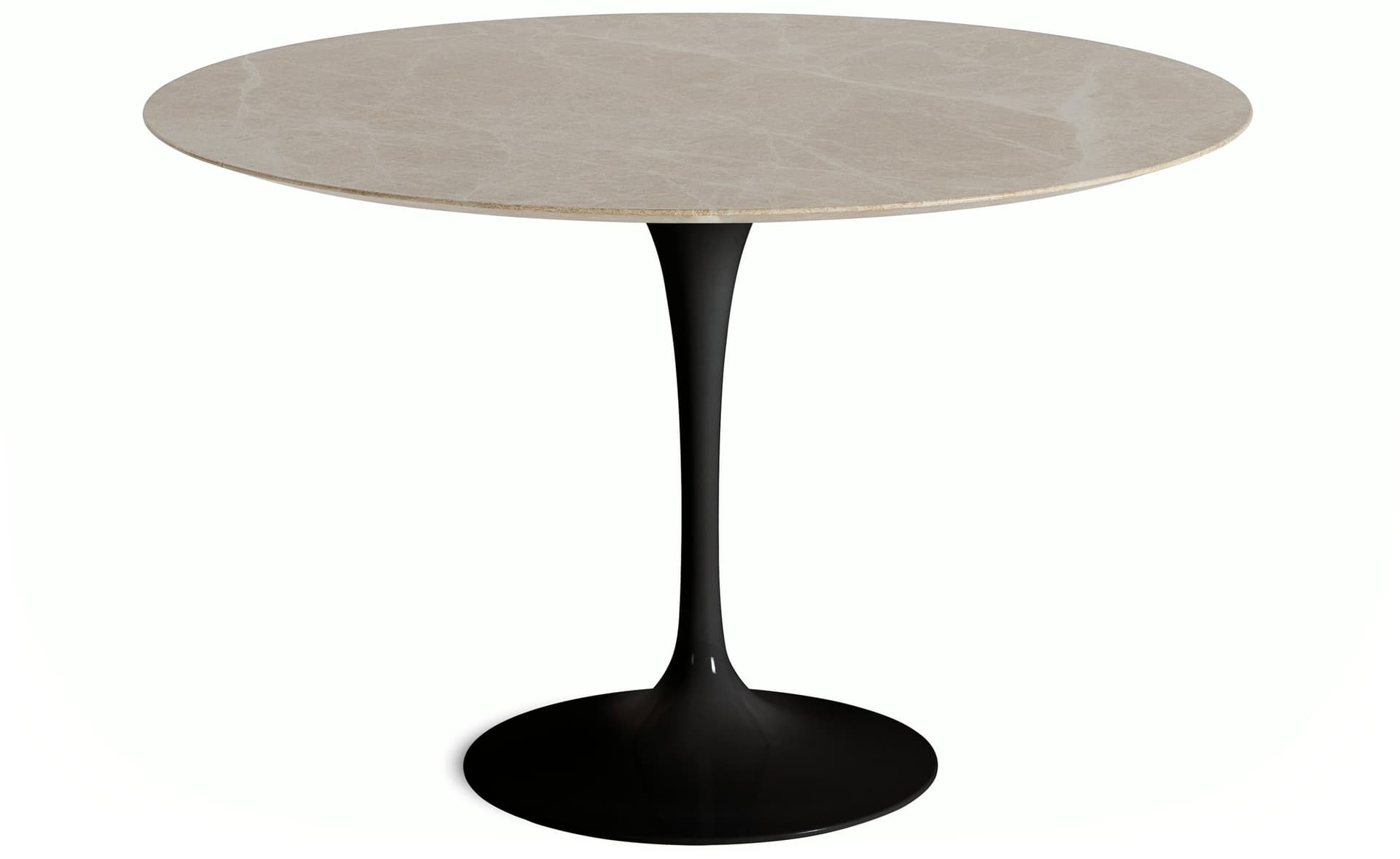 saarinen dining table - 54" round / high gloss - black / satin marble - emperador light
