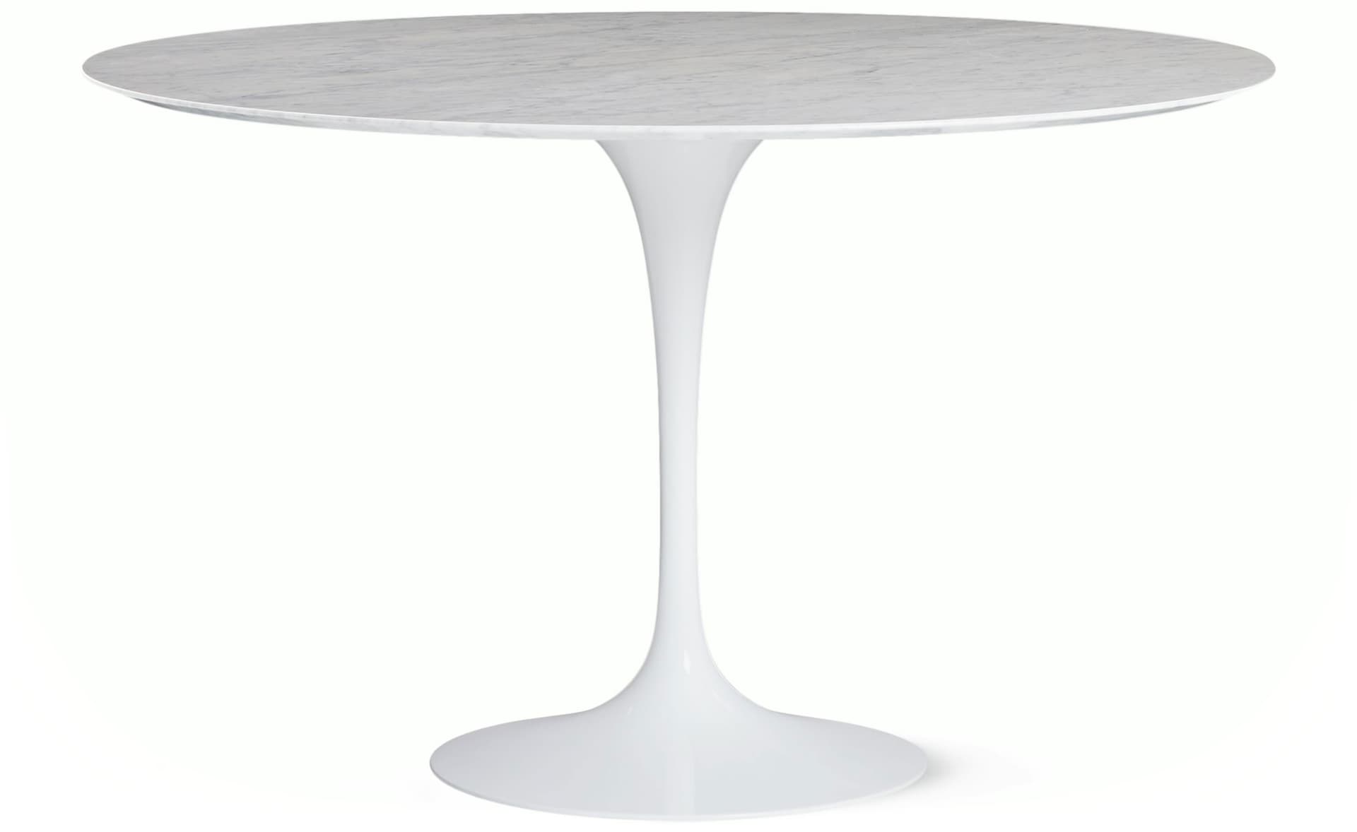 saarinen dining table - 54" round / high gloss - white / satin marble - carrara