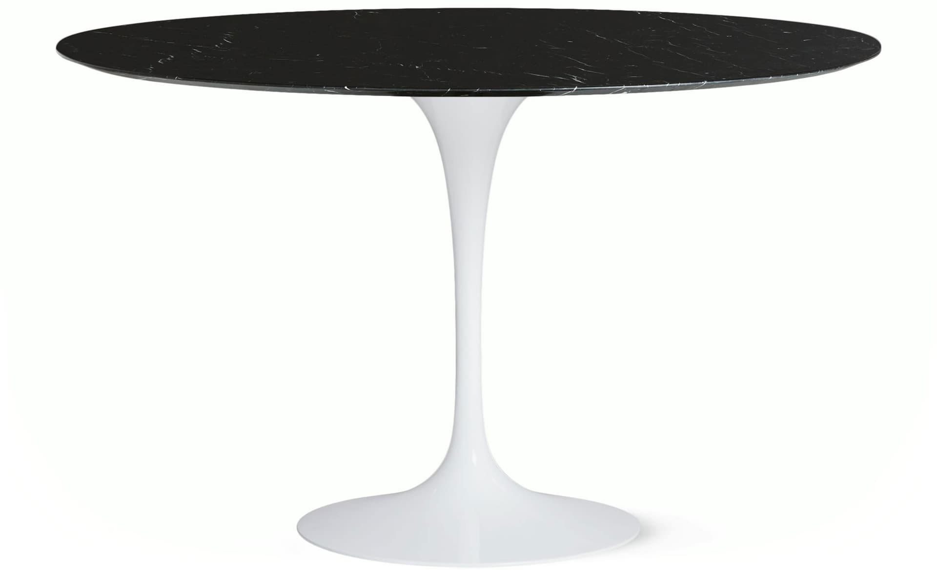 saarinen dining table - 54" round / high gloss - white / satin marble - nero marquina