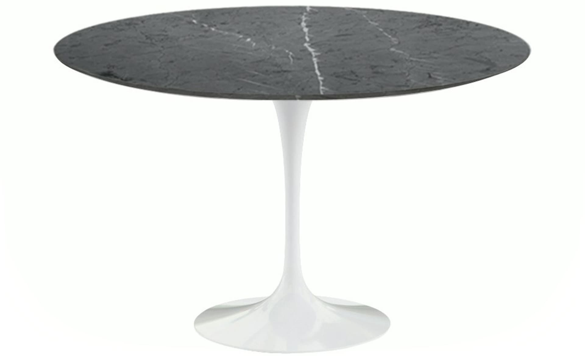 saarinen dining table - 54" round / high gloss - white / satin marble - grigio marquina