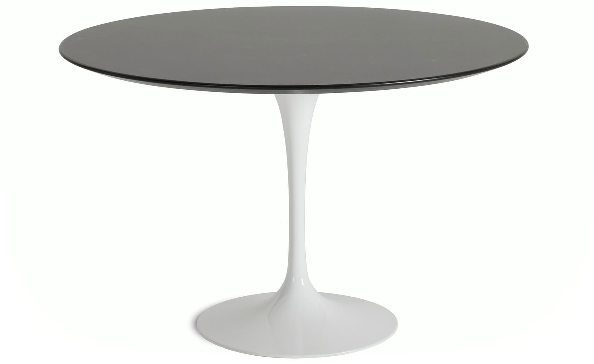 saarinen dining table - 54" round / high gloss - white / veneer - topo noir