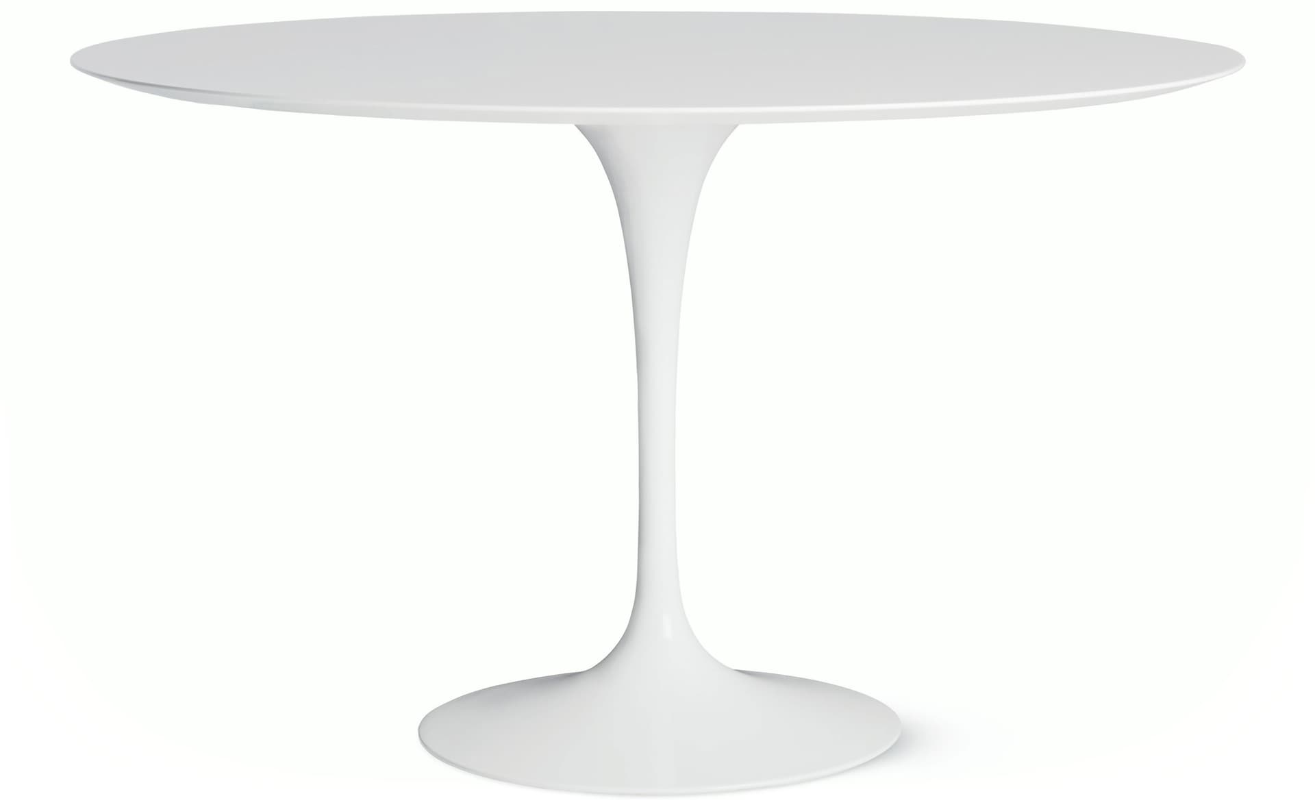 saarinen dining table - 54" round / high gloss - white / engineered stone - vetro bianco