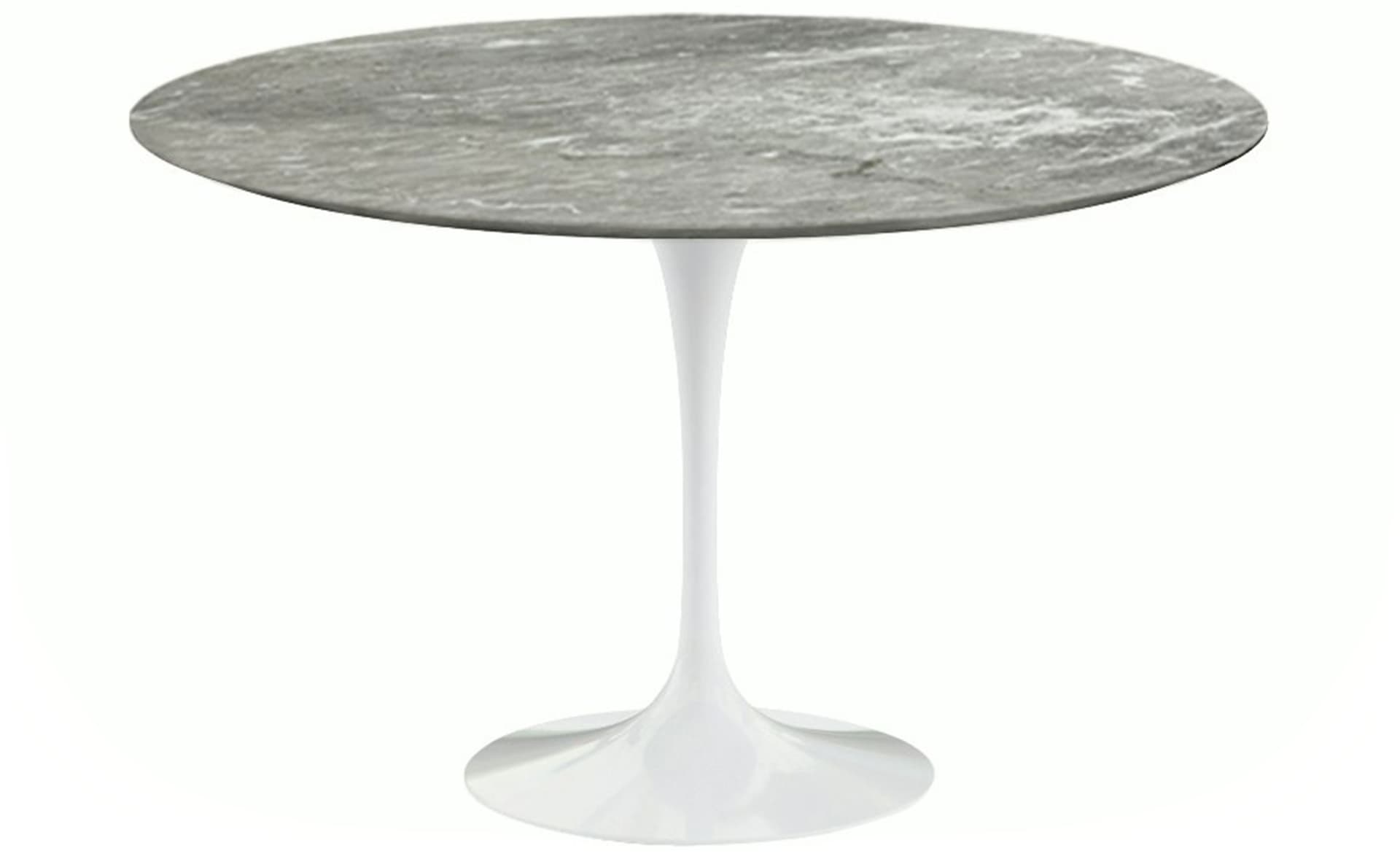 saarinen dining table - 54" round / high gloss - white / polished marble - grey