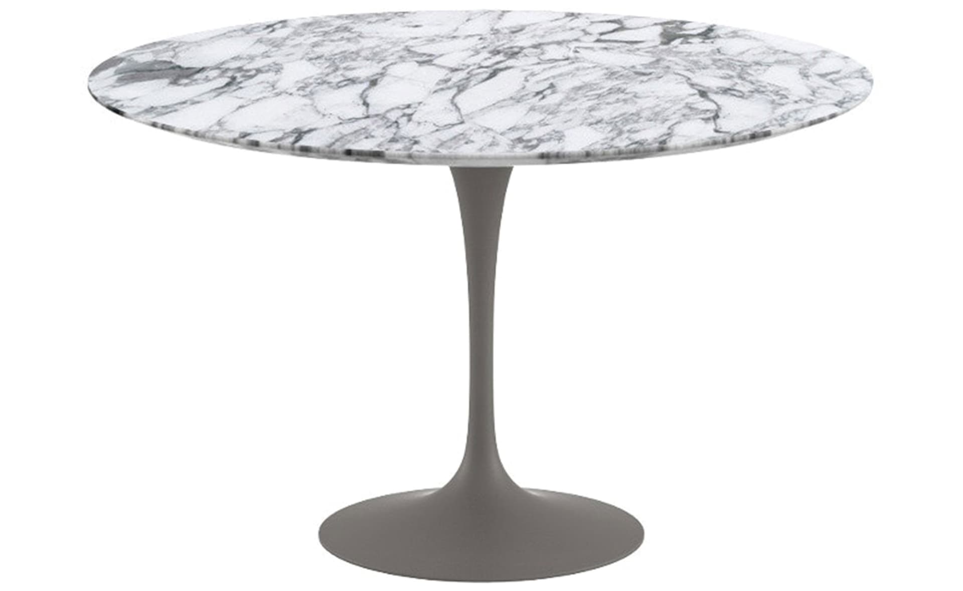 saarinen dining table - 54" round / satin - grey / polished marble - arabescato