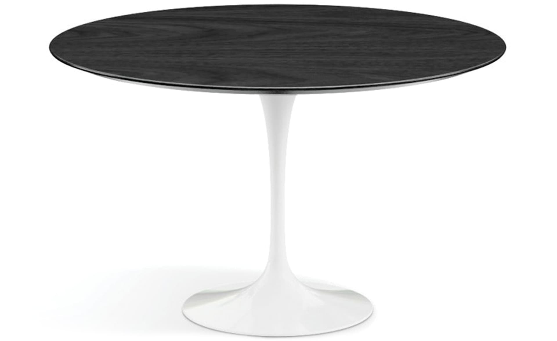 saarinen dining table - 54" round / high gloss - white / veneer - ebonized walnut