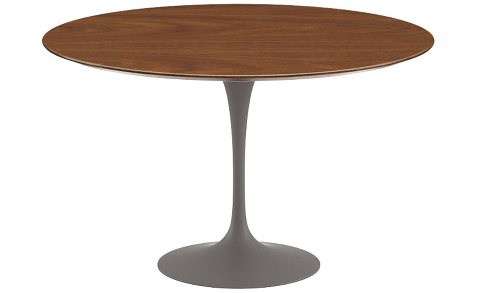saarinen dining table - 54" round / satin - grey / veneer - light walnut