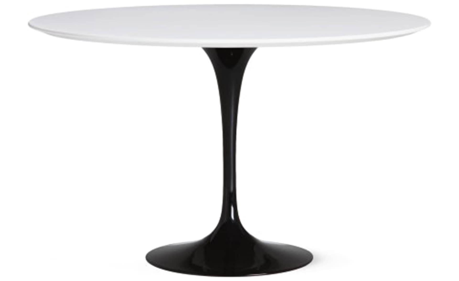 saarinen dining table - 54" round / high gloss - black / laminate - white