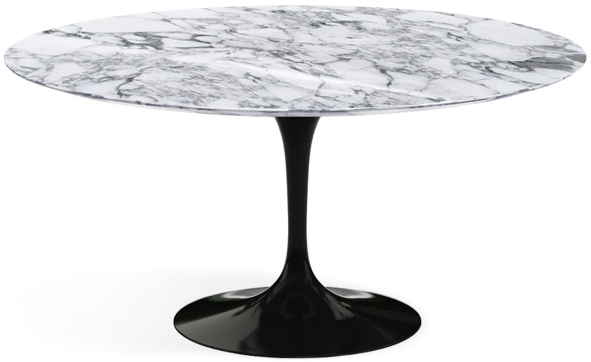 saarinen dining table - 60" round / high gloss - black / polished marble - arabescato