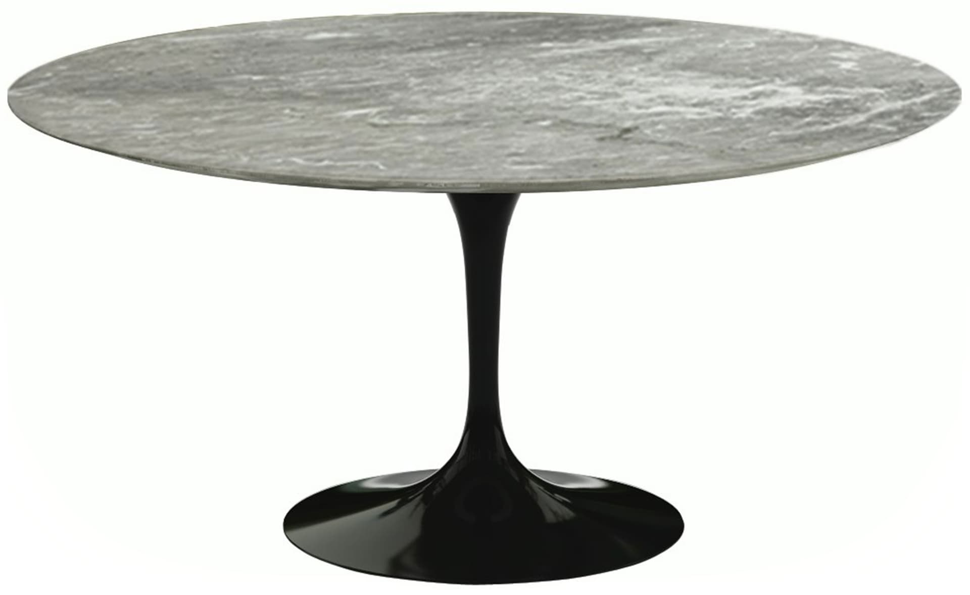 saarinen dining table - 60" round / high gloss - black / polished marble - grey