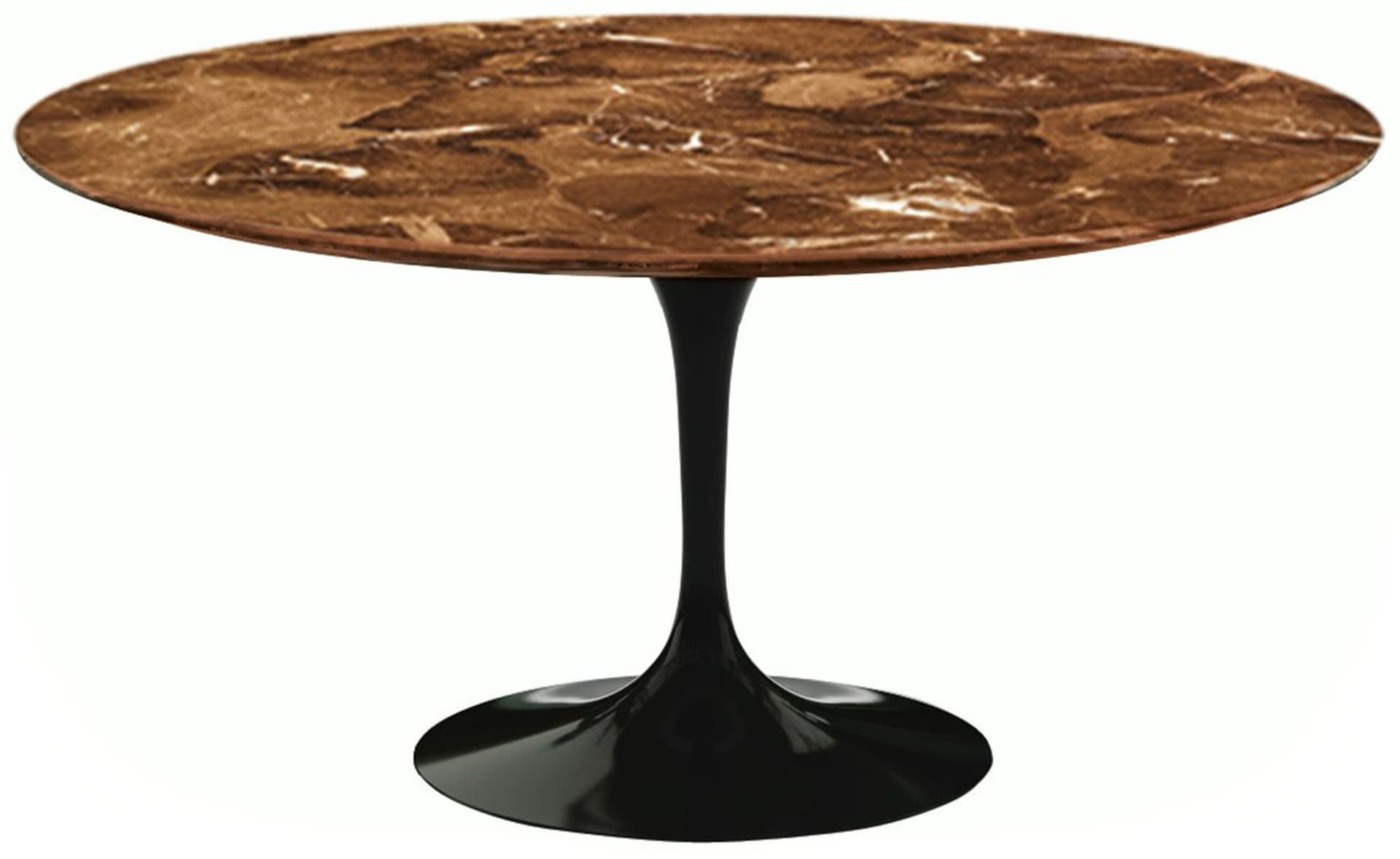 saarinen dining table - 60" round / high gloss - black / satin marble - espresso