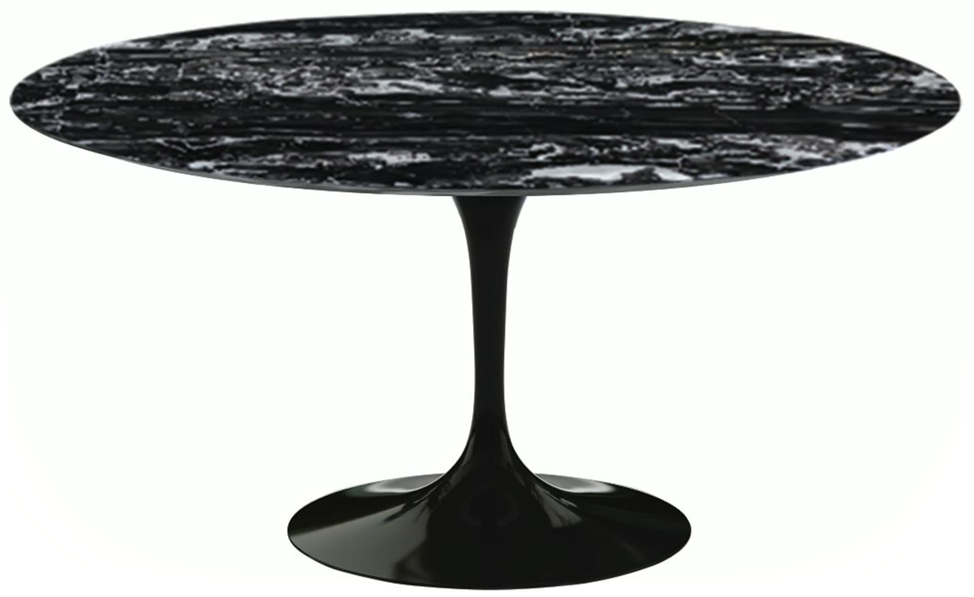 saarinen dining table - 60" round / high gloss - black / satin marble - portoro