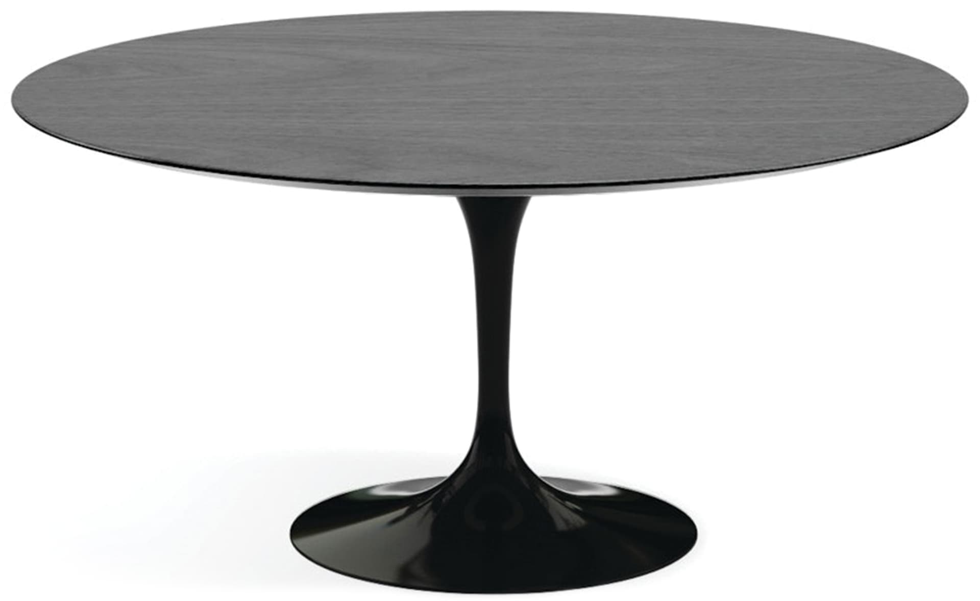 saarinen dining table - 60" round / high gloss - black / veneer - ebonized walnut