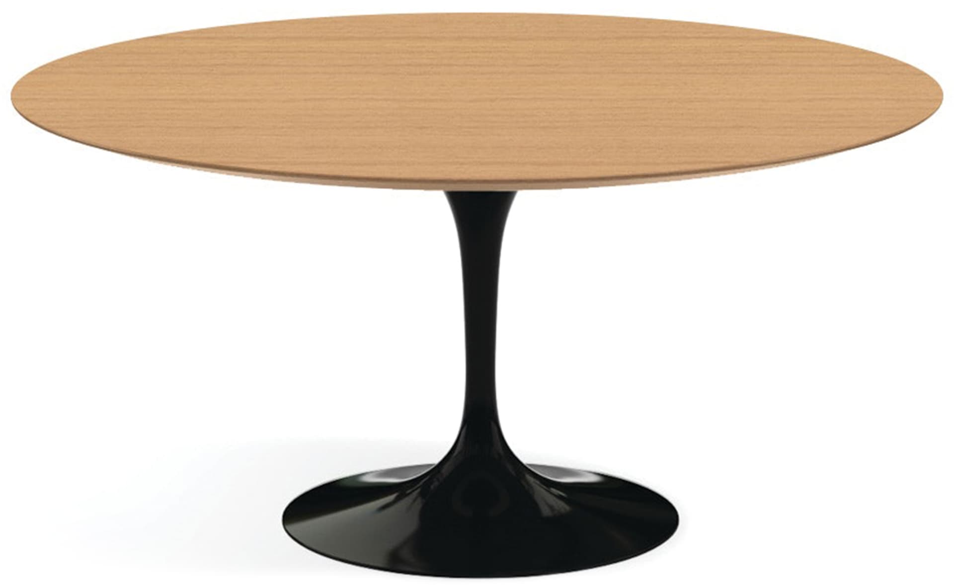 saarinen dining table - 60" round / high gloss - black / veneer - light oak