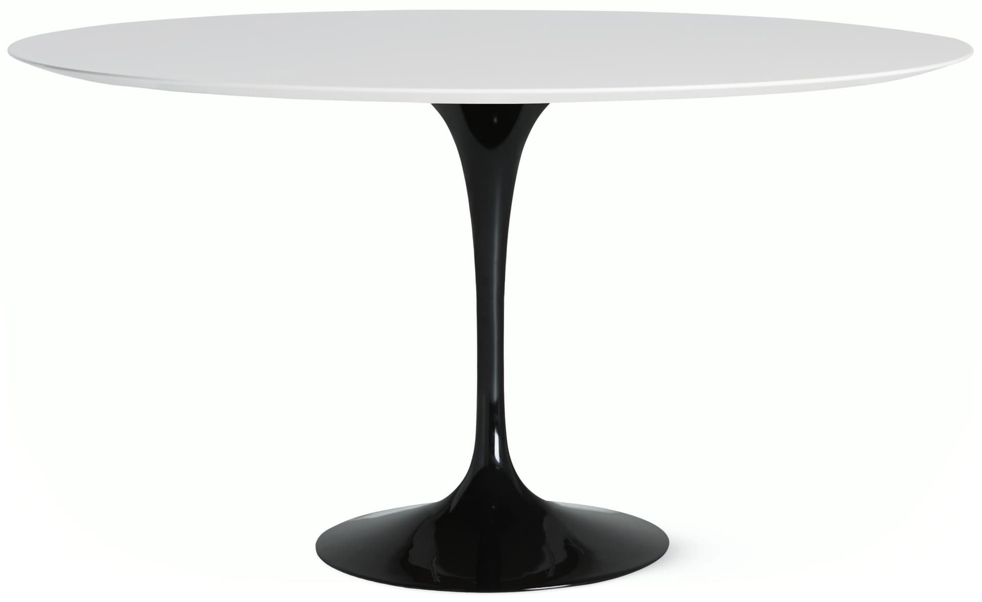 saarinen dining table - 60" round / high gloss - black / engineered stone - vetro bianco