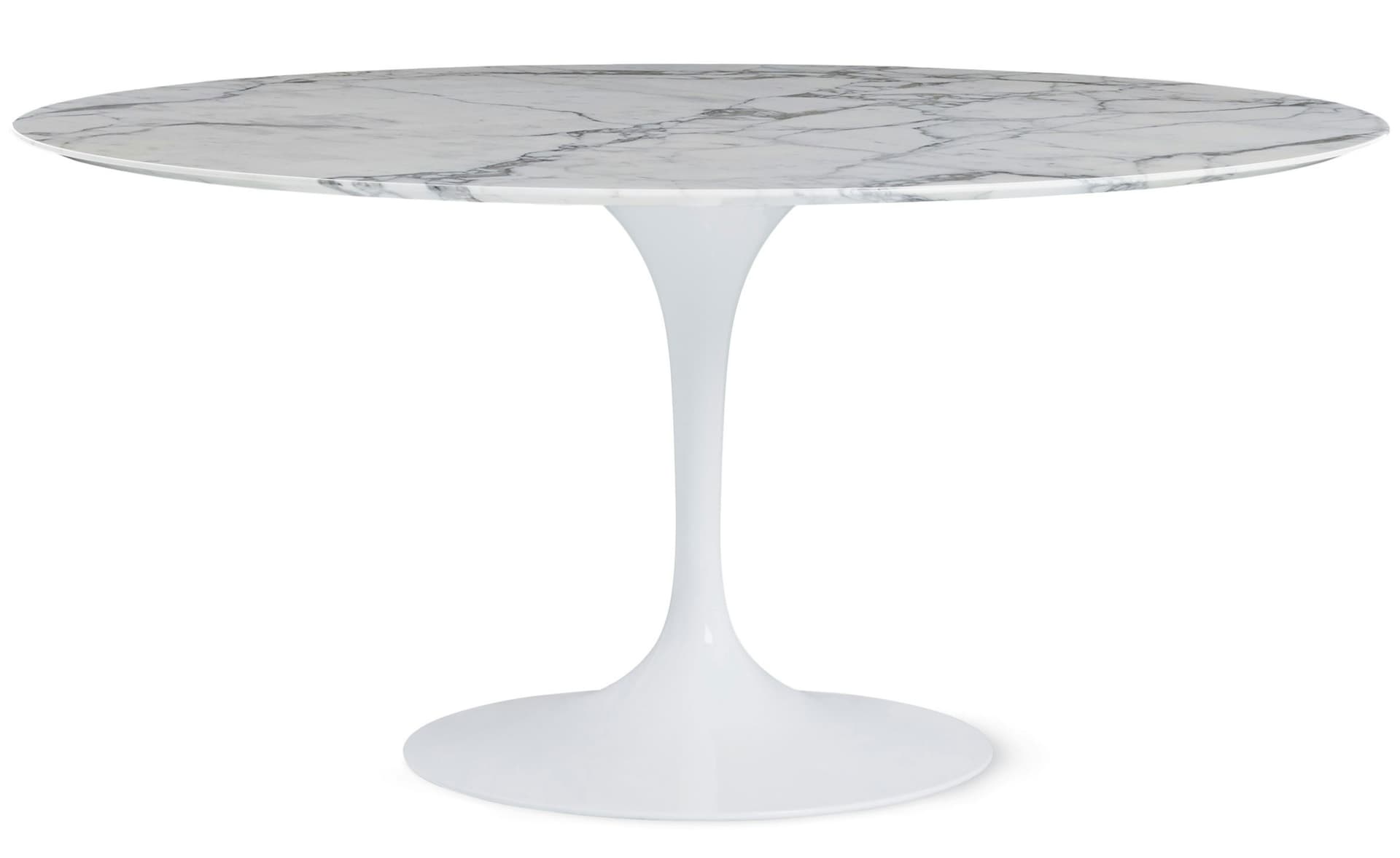 saarinen dining table - 60" round / high gloss - white / polished marble - arabescato