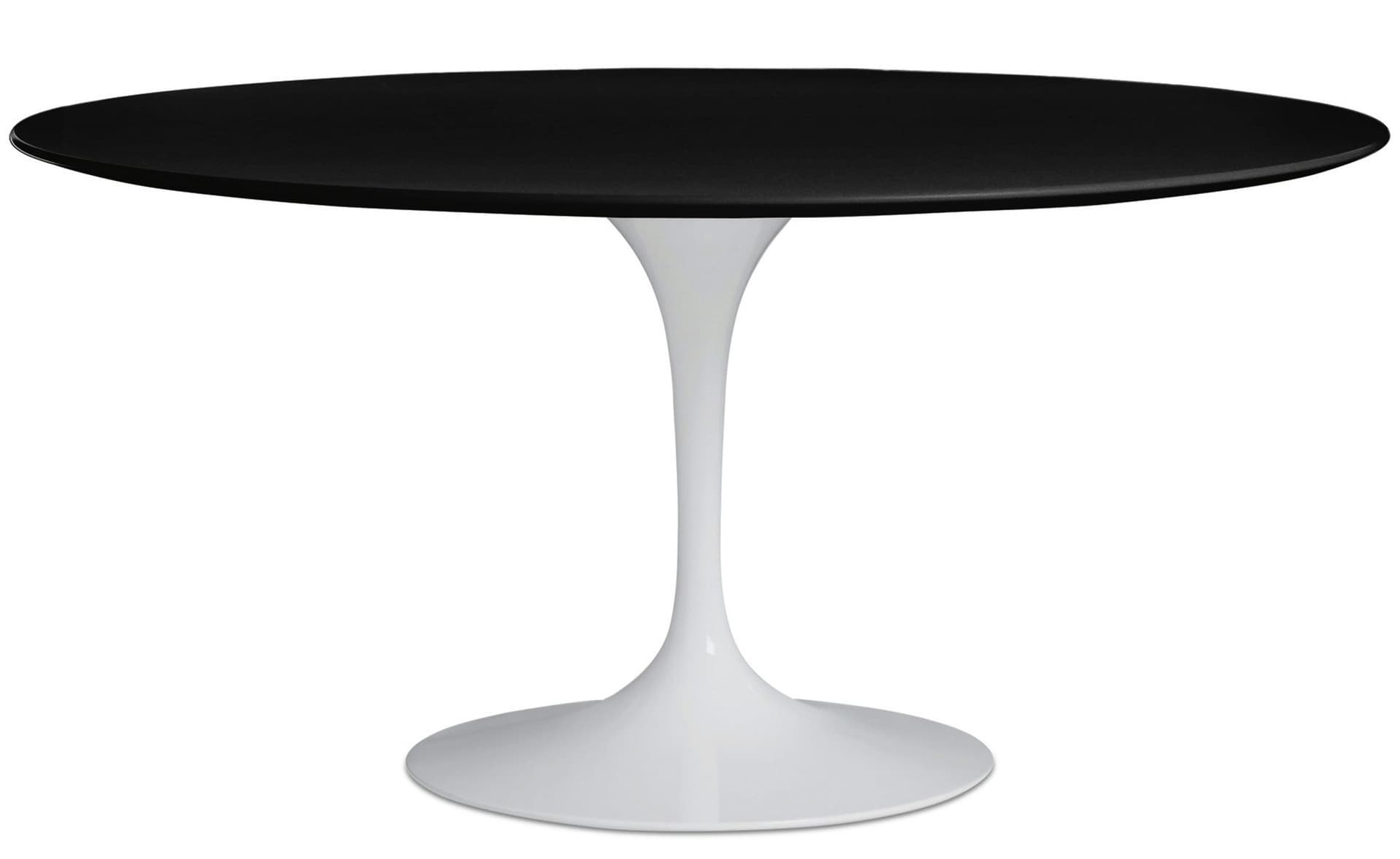 saarinen dining table - 60" round / high gloss - white / laminate - black