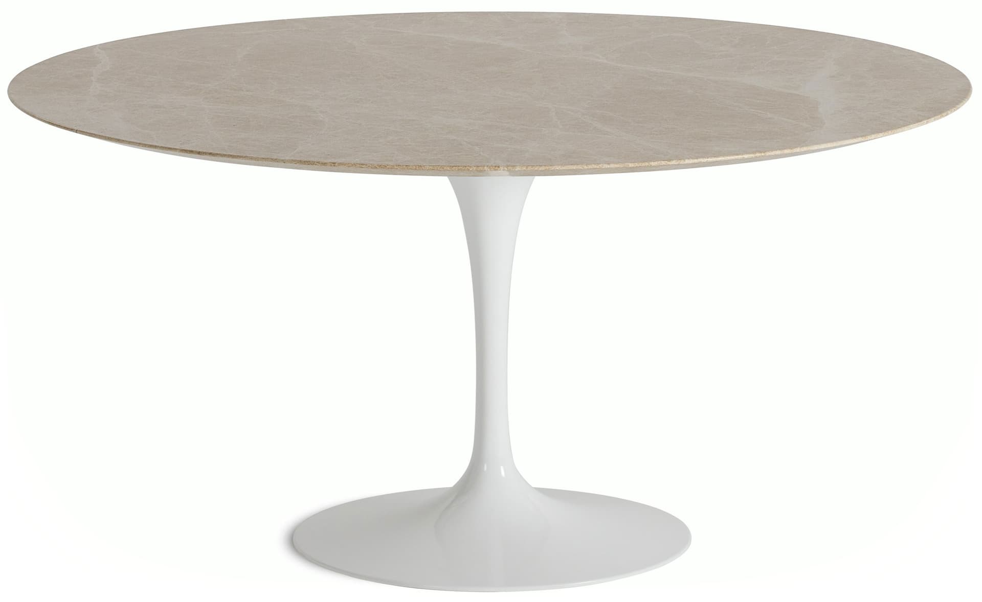saarinen dining table - 60" round / high gloss - white / polished marble - emperador light