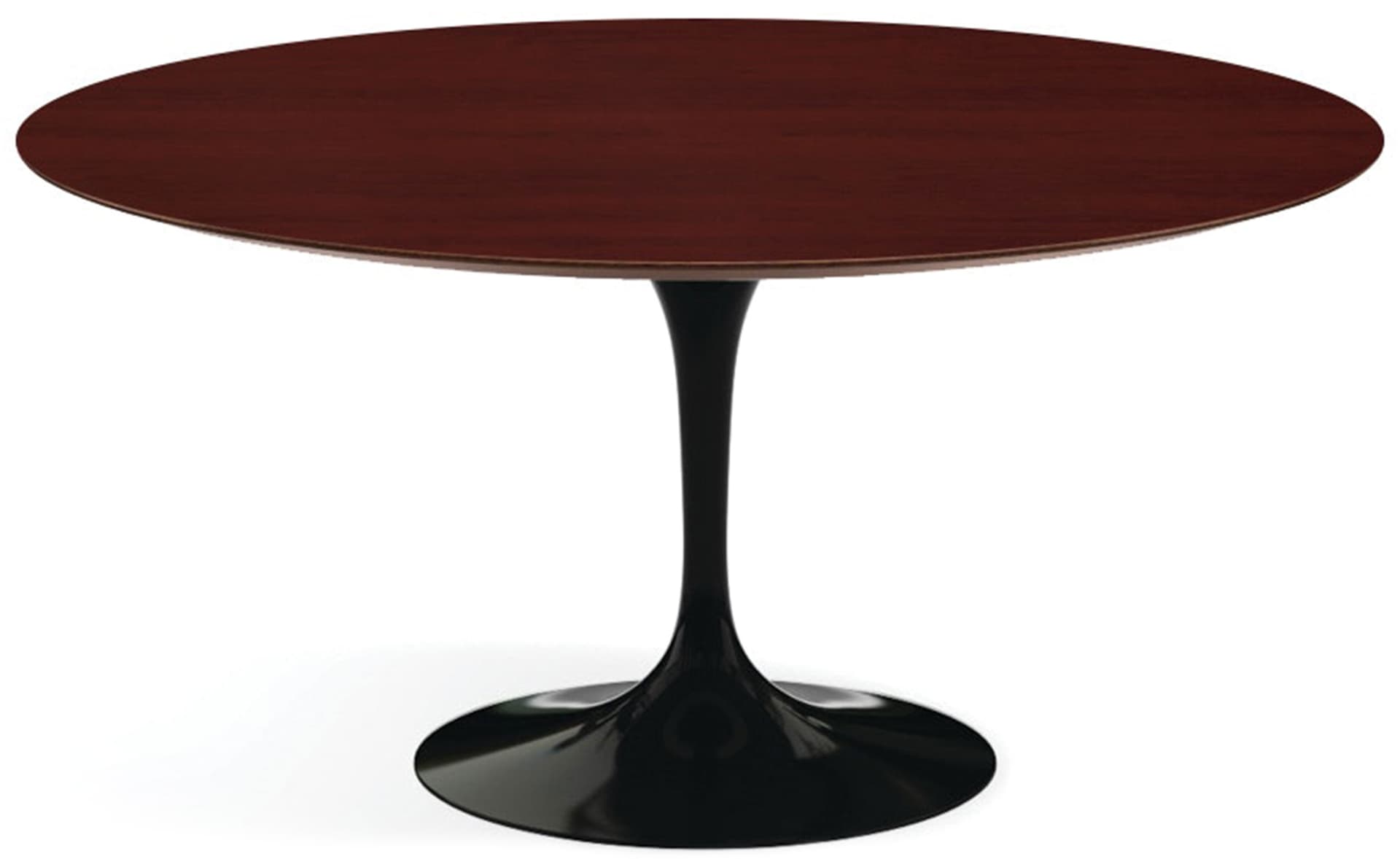 saarinen dining table - 60" round / high gloss - black / veneer - reff dark cherry