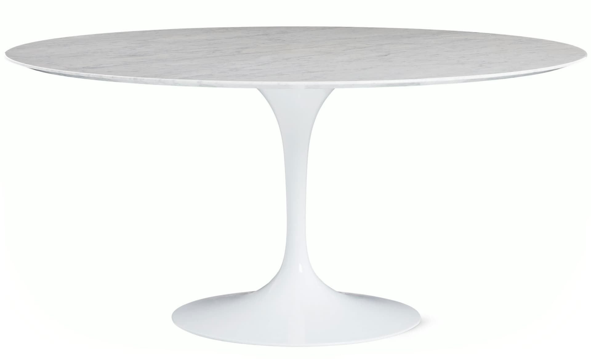 saarinen dining table - 60" round / high gloss - white / satin marble - carrara