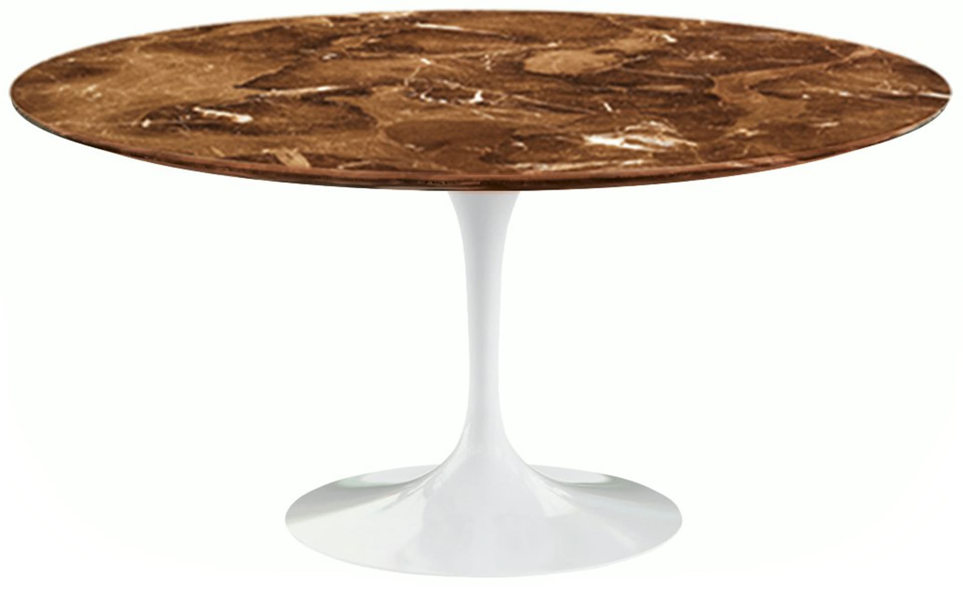 saarinen dining table - 60" round / high gloss - white / polished marble - espresso