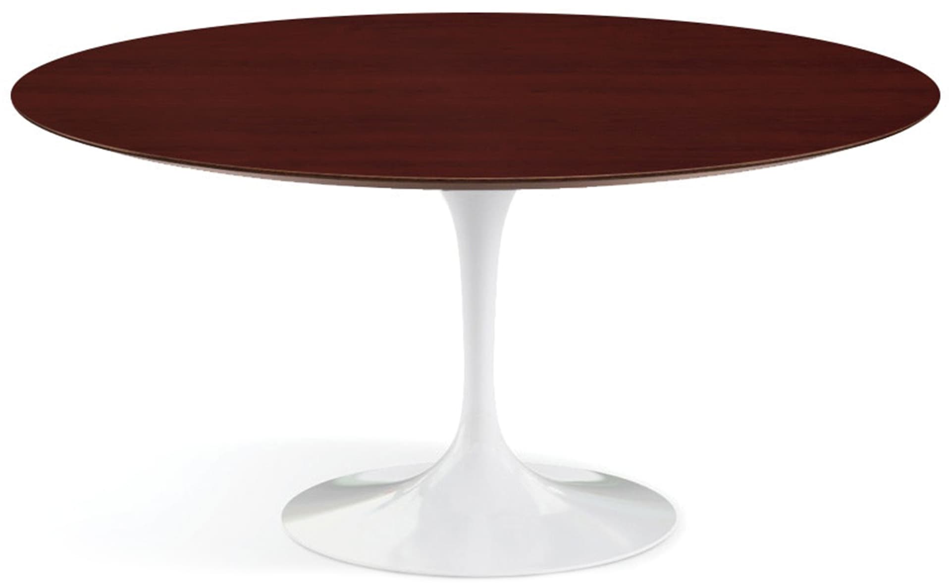 saarinen dining table - 60" round / high gloss - white / veneer - reff dark cherry