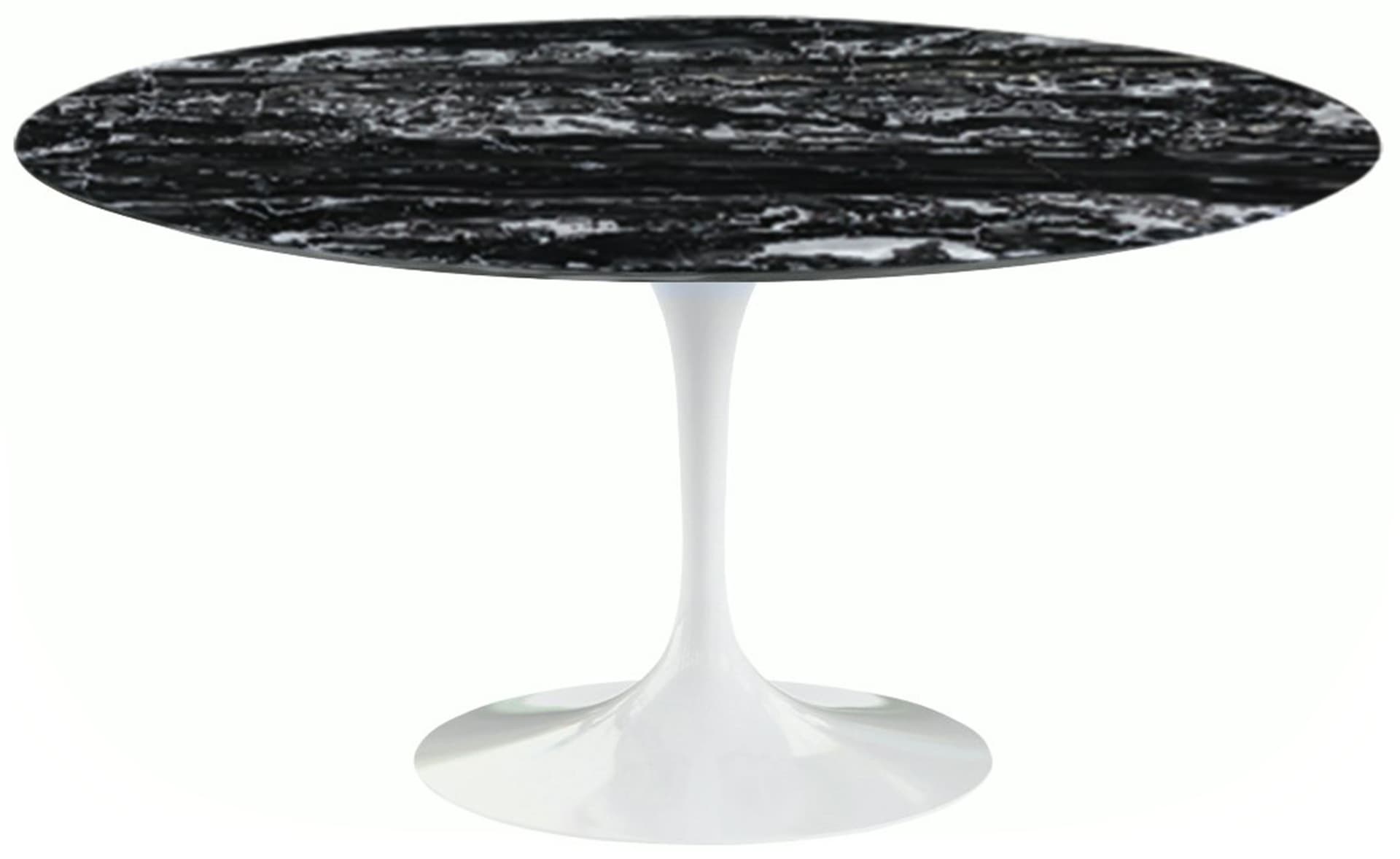 saarinen dining table - 60" round / high gloss - white / satin marble - portoro