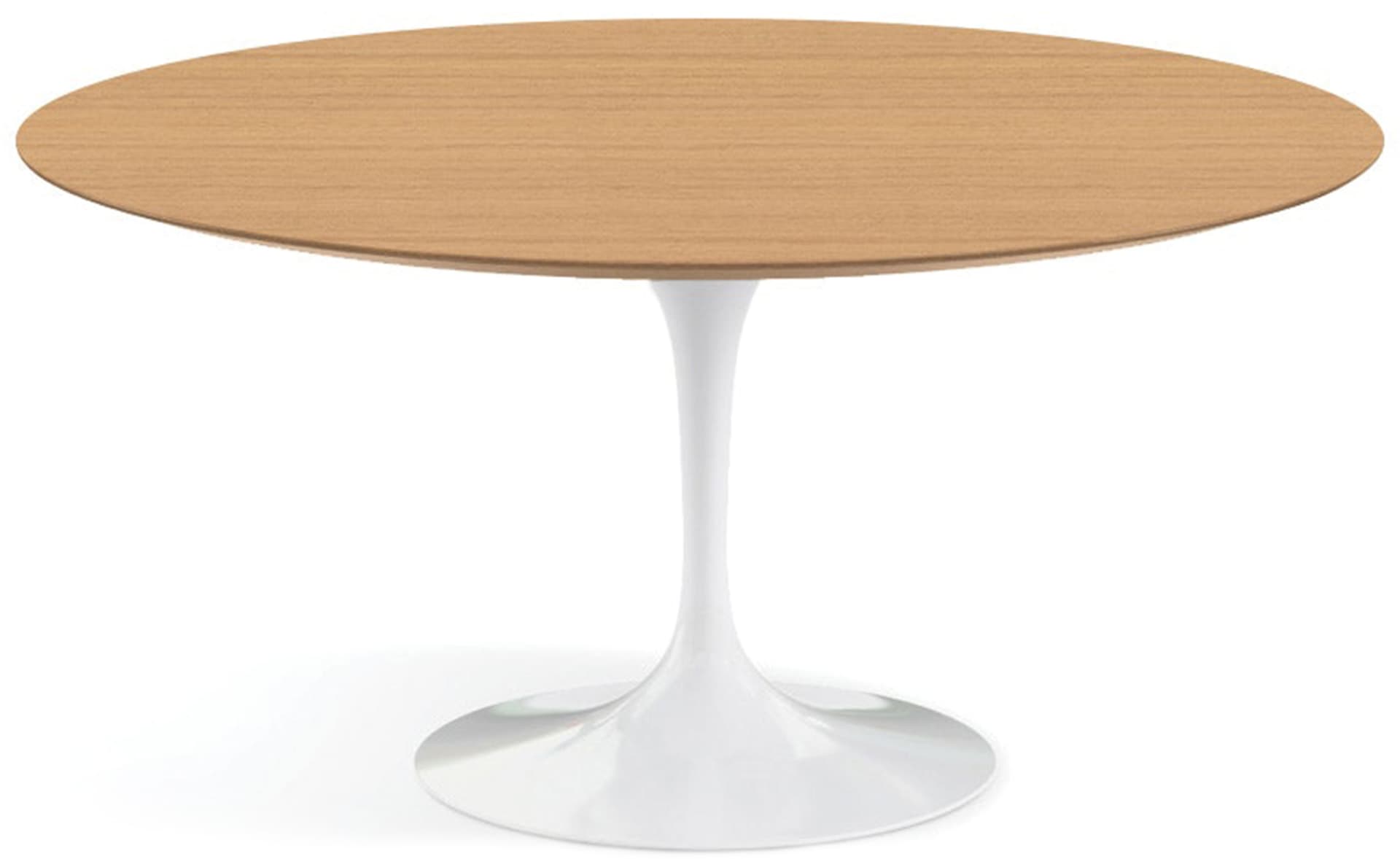 saarinen dining table - 60" round / high gloss - white / veneer - light oak